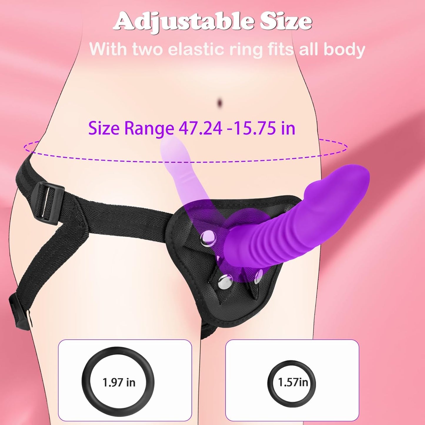 Strap on Dildo Adult Sex Toys - Double Sided Dildo Silicone Big Anal Dildos Toys, Strapon Harness Wearable Pegging Dildos G P Spot Stimulation, Adjustable Strapless Sex Toys for Women Lesbian - SinfulX - 