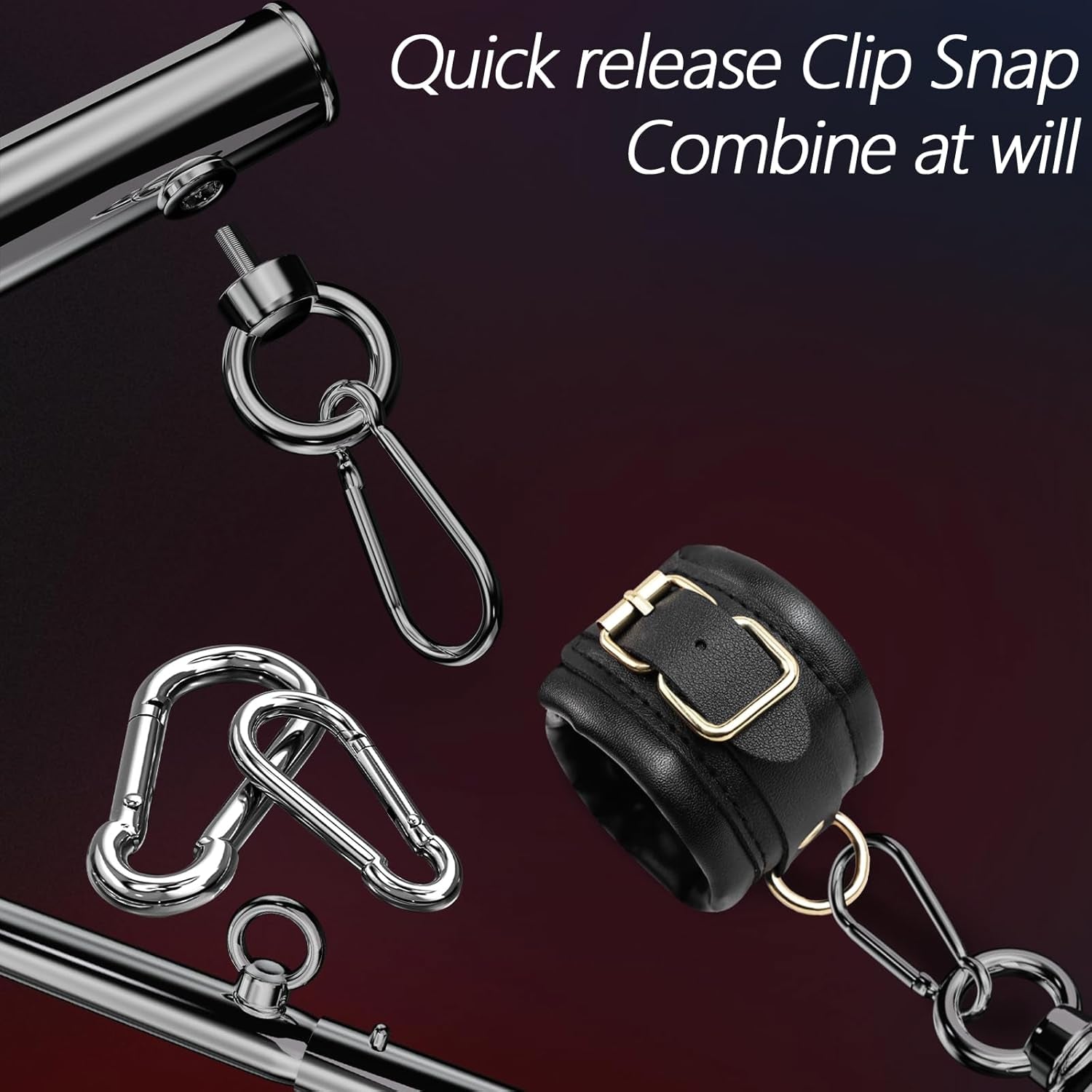 BDSM Bondage Restraints with Handcuffs Ankle Cuffs for Couples Spreader Bar Sex Toys Bondage Gear & Accessories Adjustable Bondage Kit Adult Sex Toys & Games - SinfulX - 