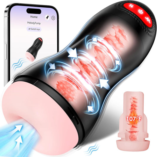StormHeat APP Heating Male Masturbator Suction Pump 10 Vibration 9 Suction - SinfulX - Personal Care > Sexual Wellness > Male Suction Vibrator