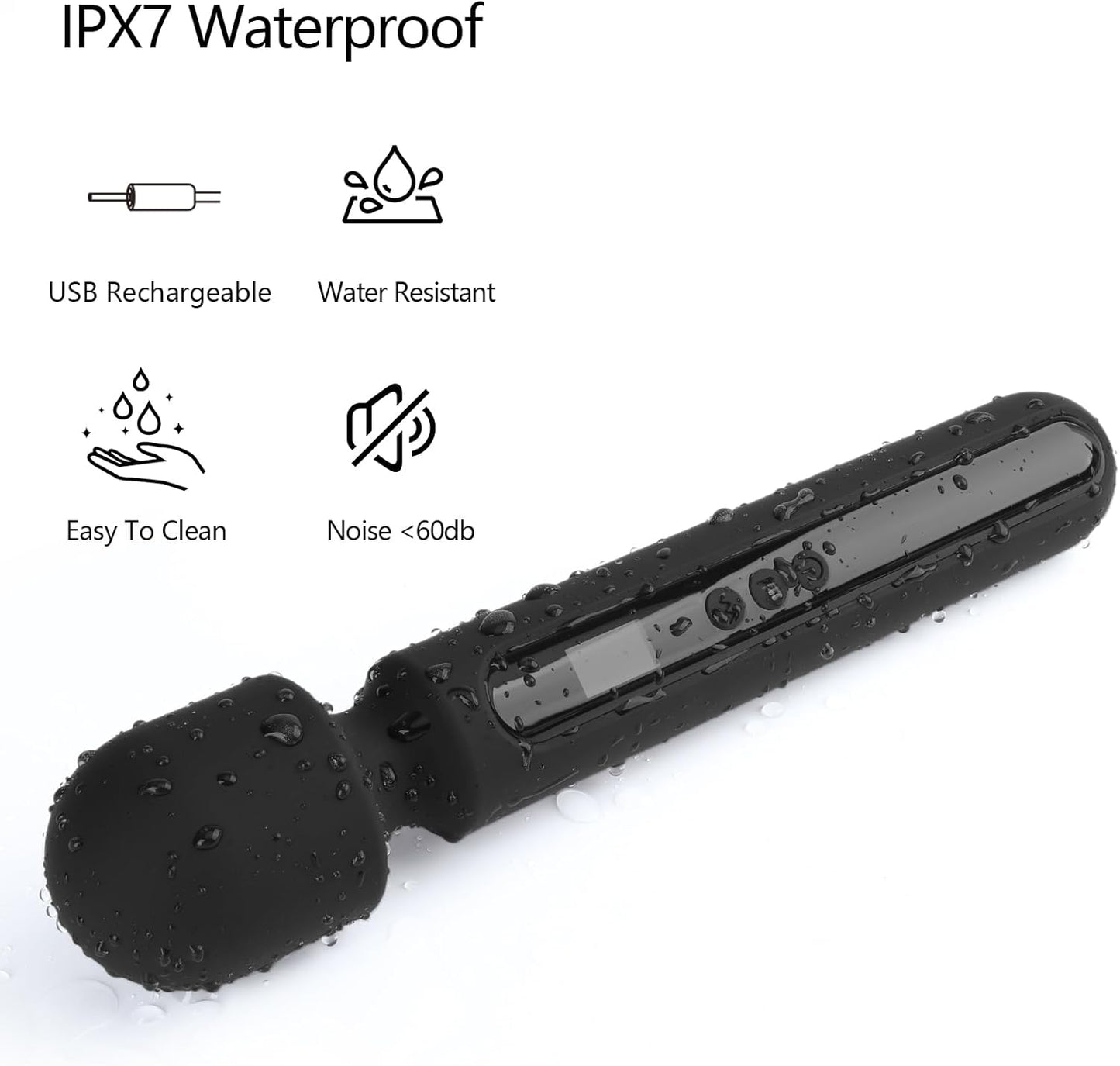 MidnightCommand 12" Wand Vibrator LCD Display 10 Patterns Waterproof - SinfulX - Personal Care > Sexual Wellness > Wand Vibrator
