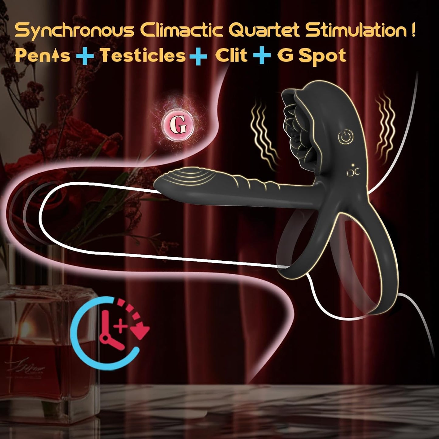 PetalCoreX Cock Ring Extender G - Spot Clit Vibrator 9 Modes - SinfulX - Personal Care > Sexual Wellness > Couples Cock Ring