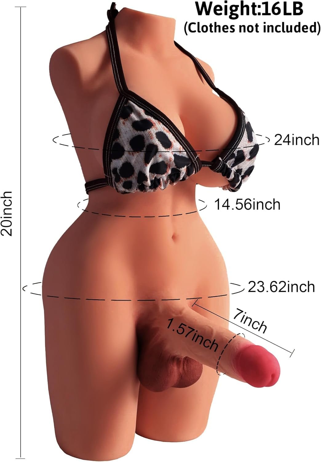 Shemale Sex Doll Torso Dildo - Male Sex Toy with Flexible for Women, Breasts and Anal, Unisex Love Doll for Men Gay Couple, Transsexual Torso Toy with Huge Dildo - SinfulX - 