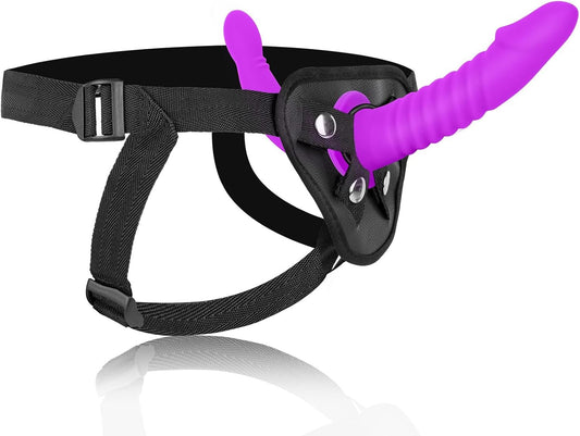 Strap on Dildo Adult Sex Toys - Double Sided Dildo Silicone Big Anal Dildos Toys, Strapon Harness Wearable Pegging Dildos G P Spot Stimulation, Adjustable Strapless Sex Toys for Women Lesbian - SinfulX - 