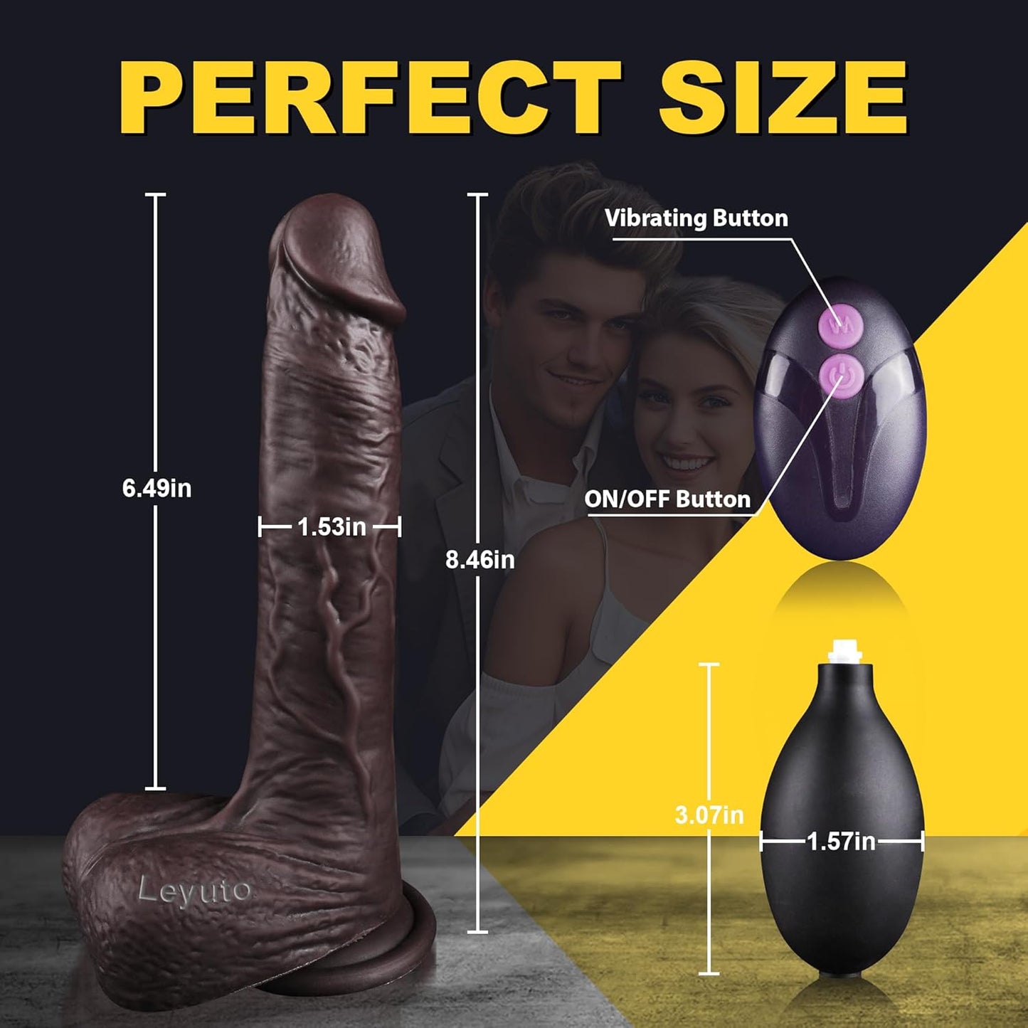 8.46" Black Squirting Dildo Realistic Ejaculating Toy, Silicone Real Skin Ejaculating Dildo with 7 Vib Modes, Curved Electric Penis for G - Spot Anal Play, Vibromassage Devices for Women Men - SinfulX - 