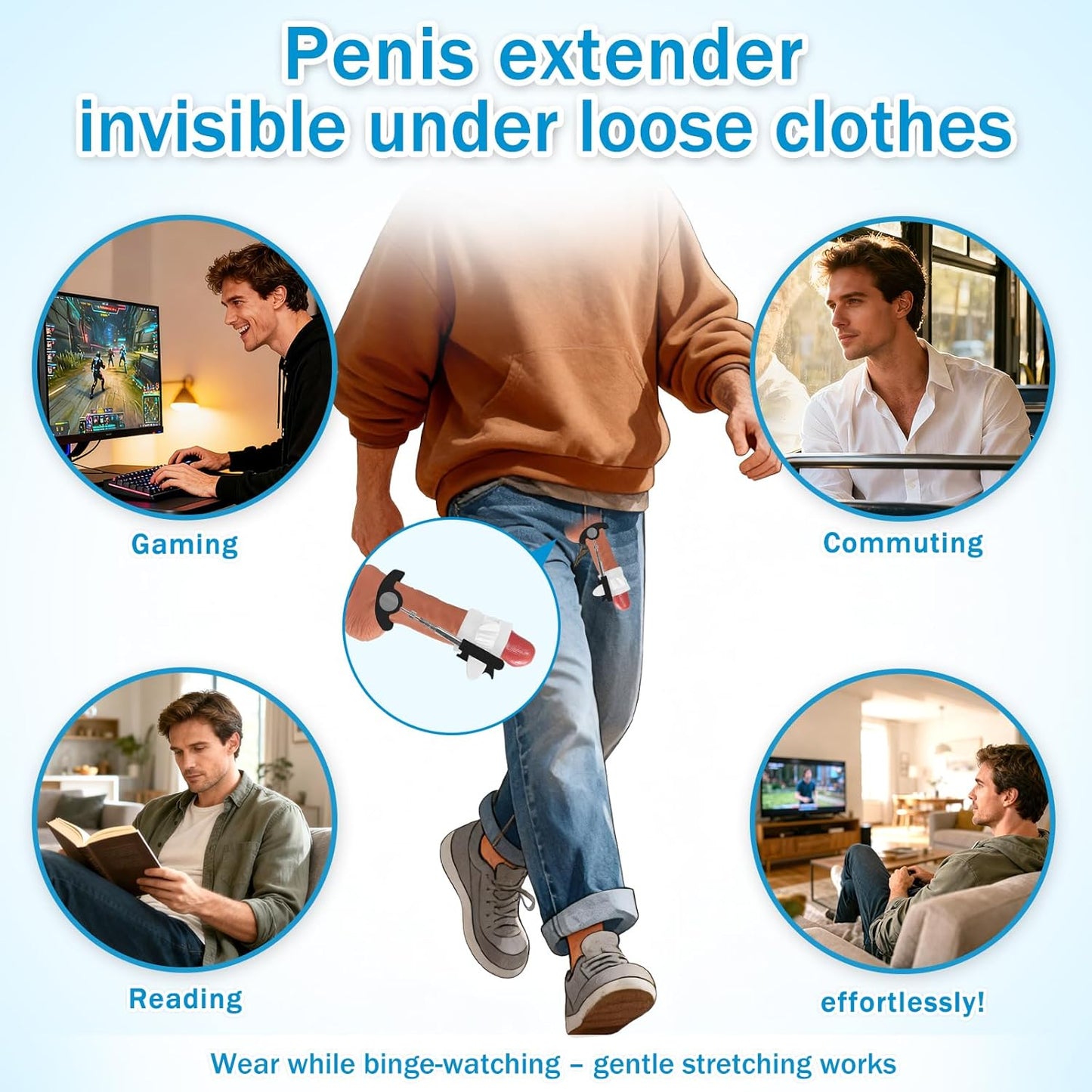 Penis Extender Penis Pump Kit, Sex Toys - Pumps & Enlargers for Men, Effective Wearable Male Penis Extension Device, Adjustable Penis Stretcher Device Adult Sex Toys & Games - SinfulX - 