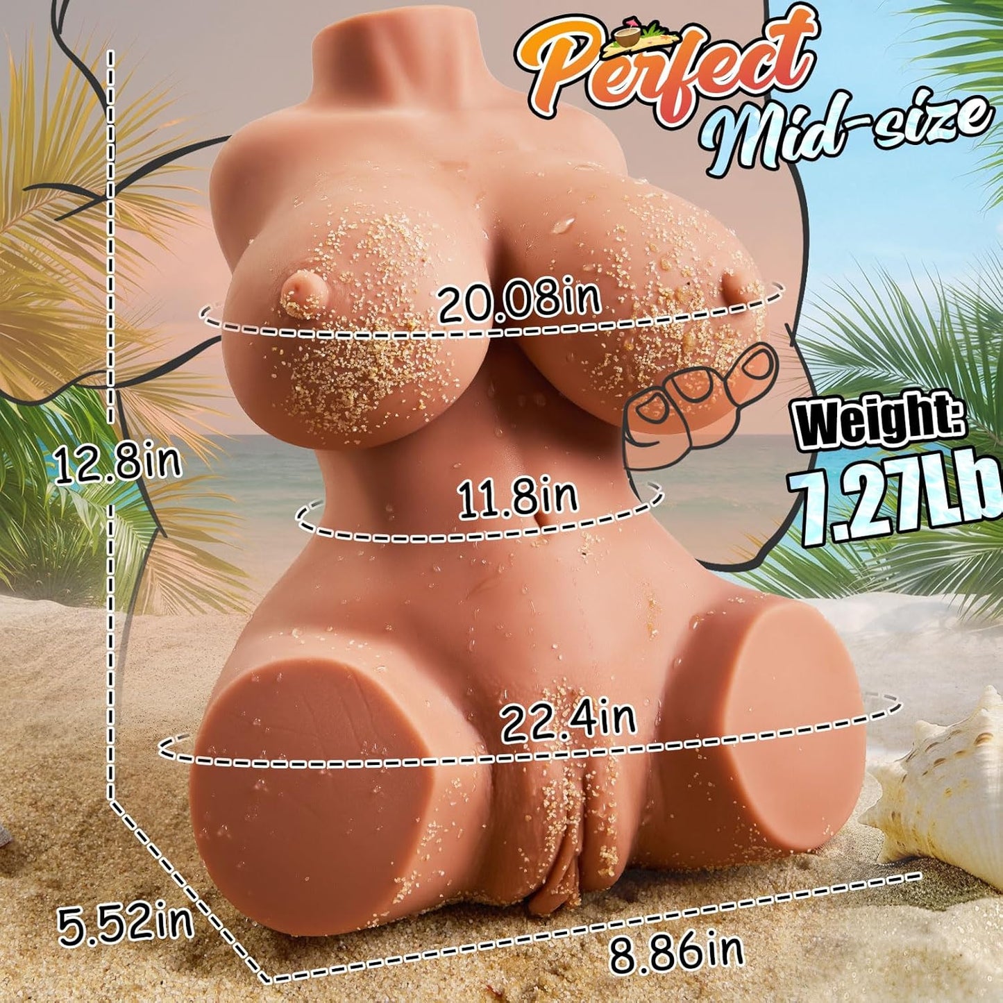 Male Masturbator Realistic Sex Doll, 7.2LB Brown Sex Dolls for Men with Soft Boobs Vagina and Anal for Men Masturbation, Pocket Pussy Masturbator Toy Love Doll with Built - In Torso Adult Male Sex Toys - SinfulX - 