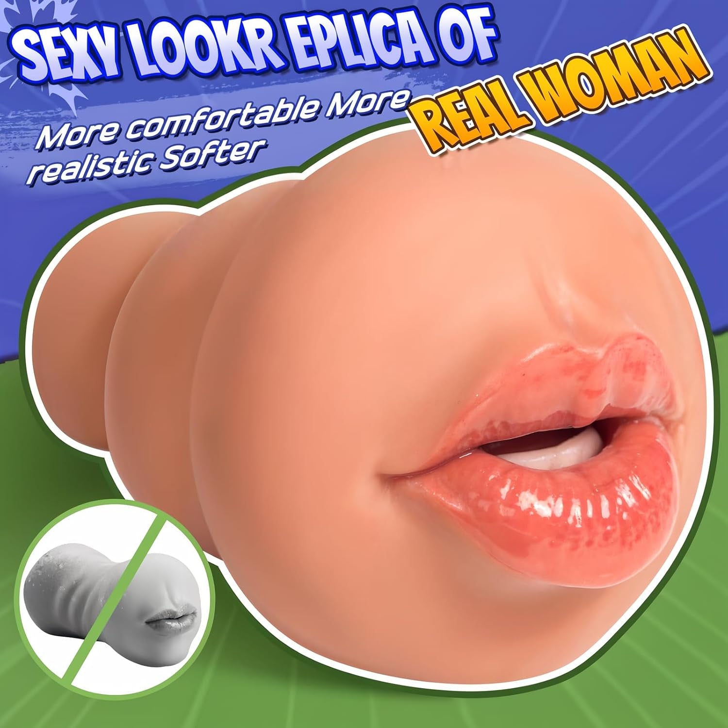 Pocket Pussy Sleeve Adapted to Any Penis Pump or Male Masturbator, Mouth Shaped, Adult Sex Toy,Washable and Portable,Tan - SinfulX - 