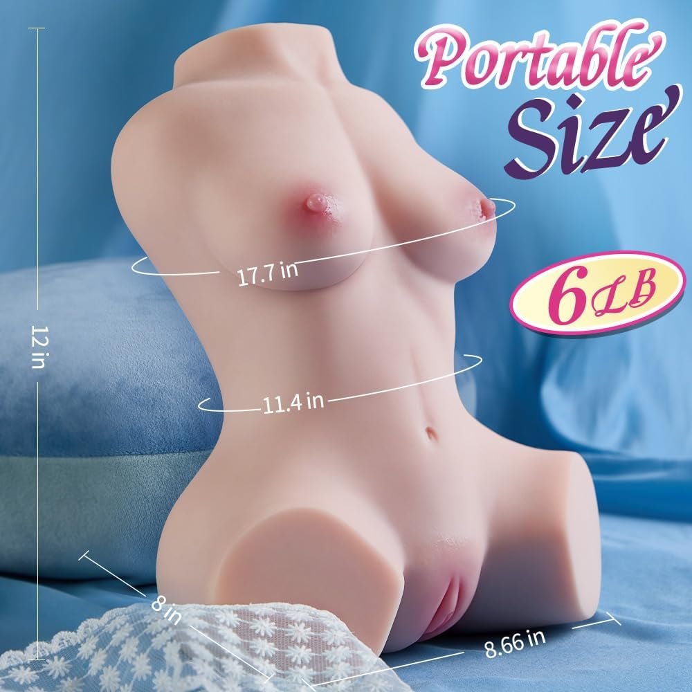 Vibrating Male Masturbator Sex Doll with 7 Modes, 6LB Realistic Torso with Perky Chest and Detailed Design, Automatic Realistic Pocket Pussy Masturbator Stroker for Men - SinfulX - 