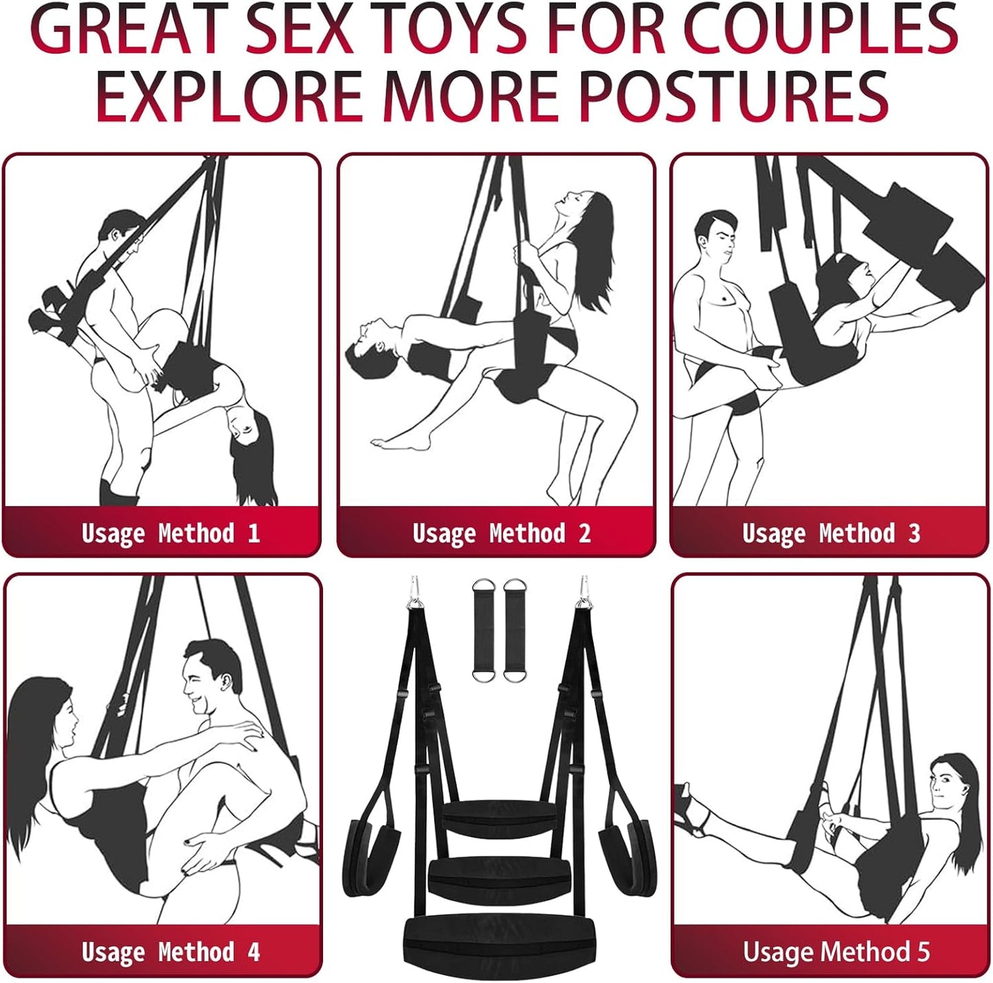 VelvetBond BDSM Door Sex Swing 800lb Cushioned - SinfulX - 