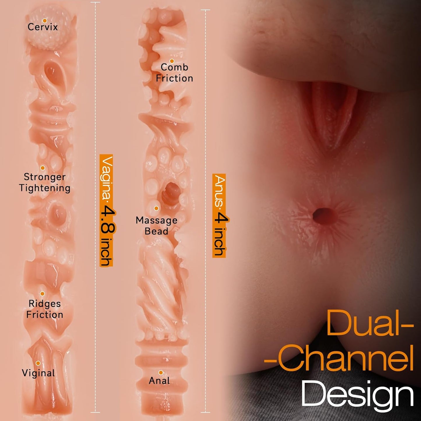 Shemale Sex Doll with 360° Flexible Torso Dildo and Big Soft Boobs & Ass, Trans Sex Dolls Have 2 Channel Vaginal & Anal, Gay Shemale Sex Toys for Women Male, Masturbator Male Sex Doll - SinfulX - 