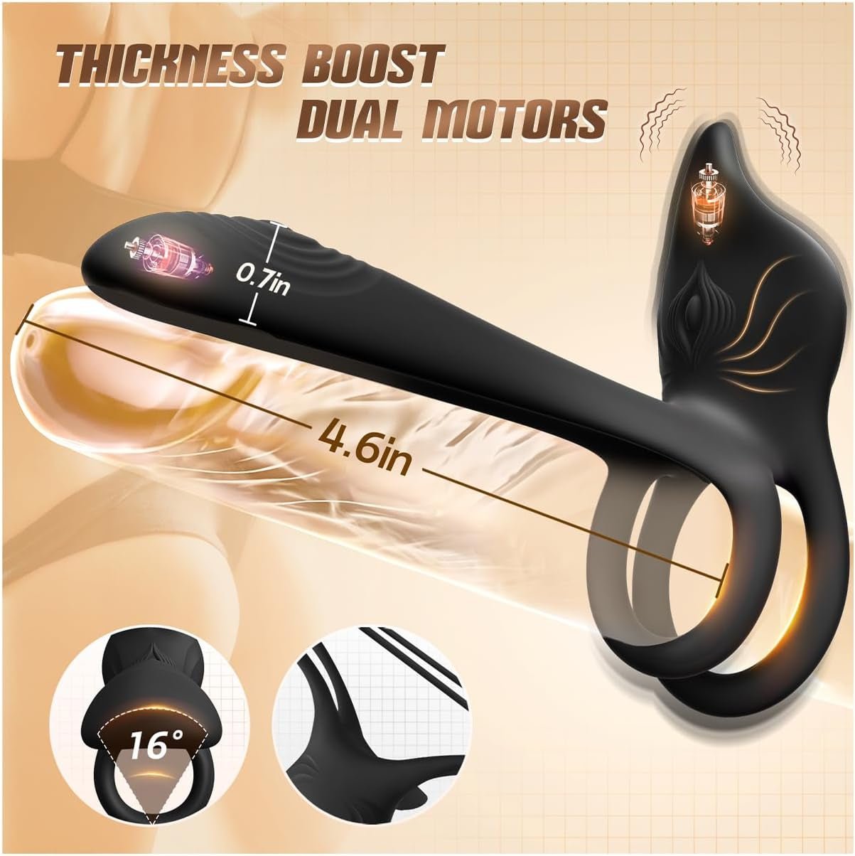 NoirPetal Cock Ring Rose Clit Stimulator G - Spot Sleeve - SinfulX - Personal Care > Sexual Wellness > Couples Cock Ring