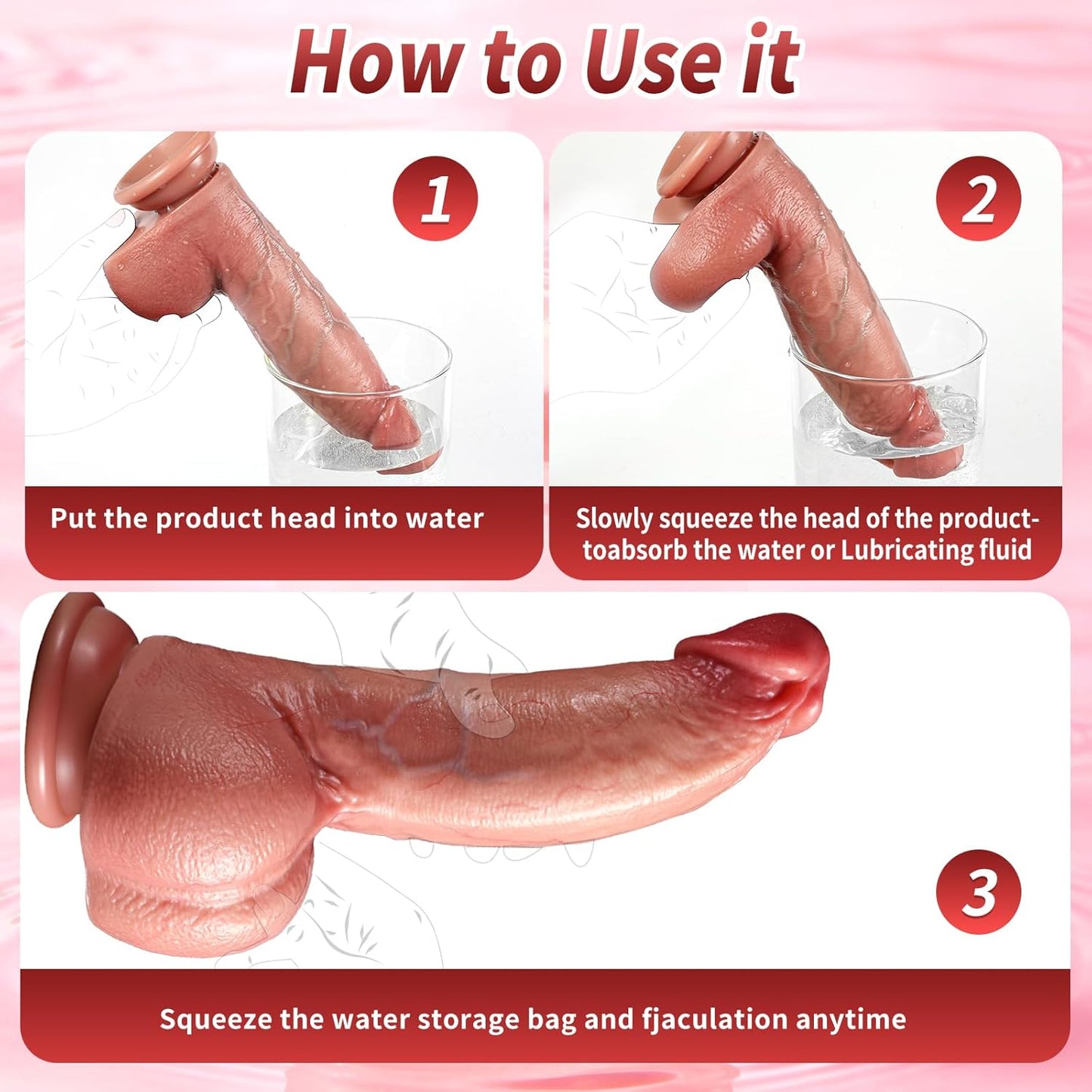 8 Inch Realistic Squirting Ejaculating Dildo, Consolador Para Mujer Soft Feel like Real Skin, Silicone Anal Dildo with Strong Suction Cup for G Spot Anal Play, Adult Sex Toys - SinfulX - 