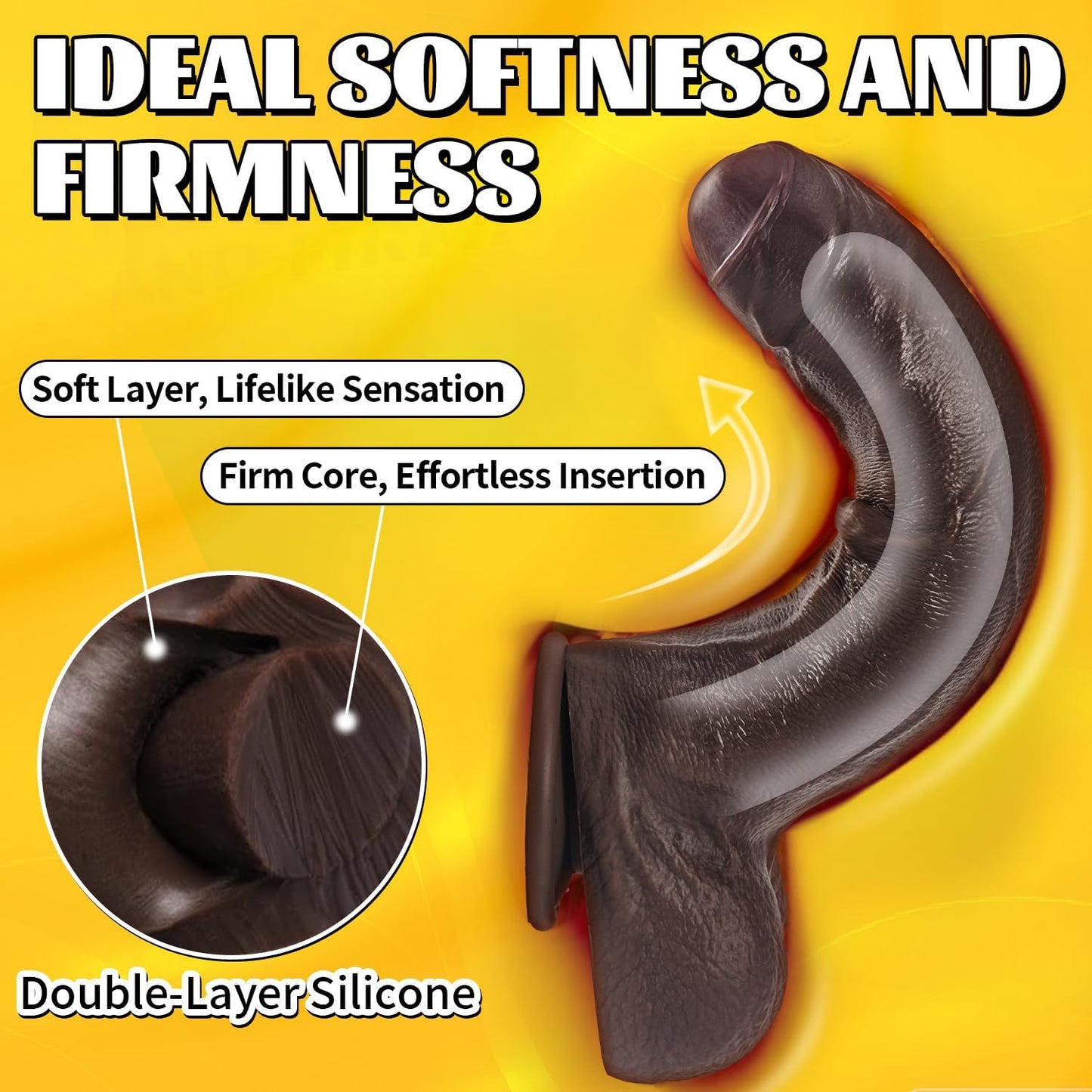 10'' Big Black Dildo with Movable Skin, Realistic Foreskin Dildo Uncut Dildos, Huge Thick BBC, Real Skin Dual Silicone Dildos with Strong Suction Cup, Adult Sex Toys for Men, Women and Gays - SinfulX - 