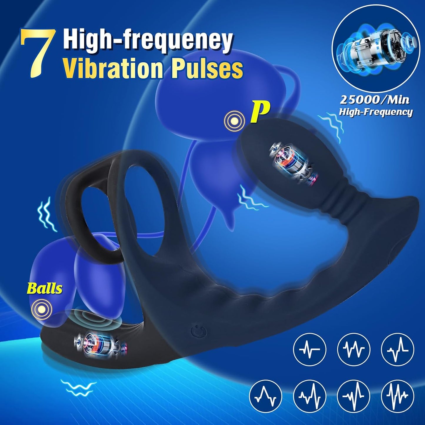 Vibrating Butt Plug Prostate Massager Sex Toys,4-In-1 Anal Vibrator Dildo with 7 High Pulse Vibrating Cock Ring for Testicles Perineum Stimulator, Adult Male Sex Toys Remote Control Vibrator for Men
