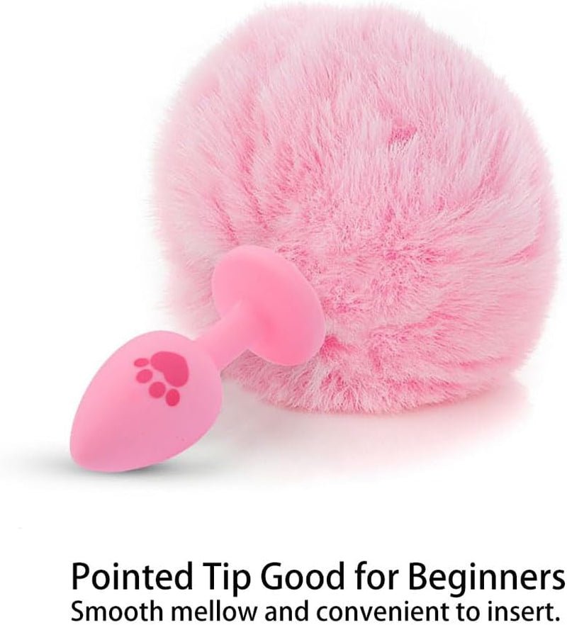BlushBunny Pink Bunny Tail Silicone Butt Plug - SinfulX - 