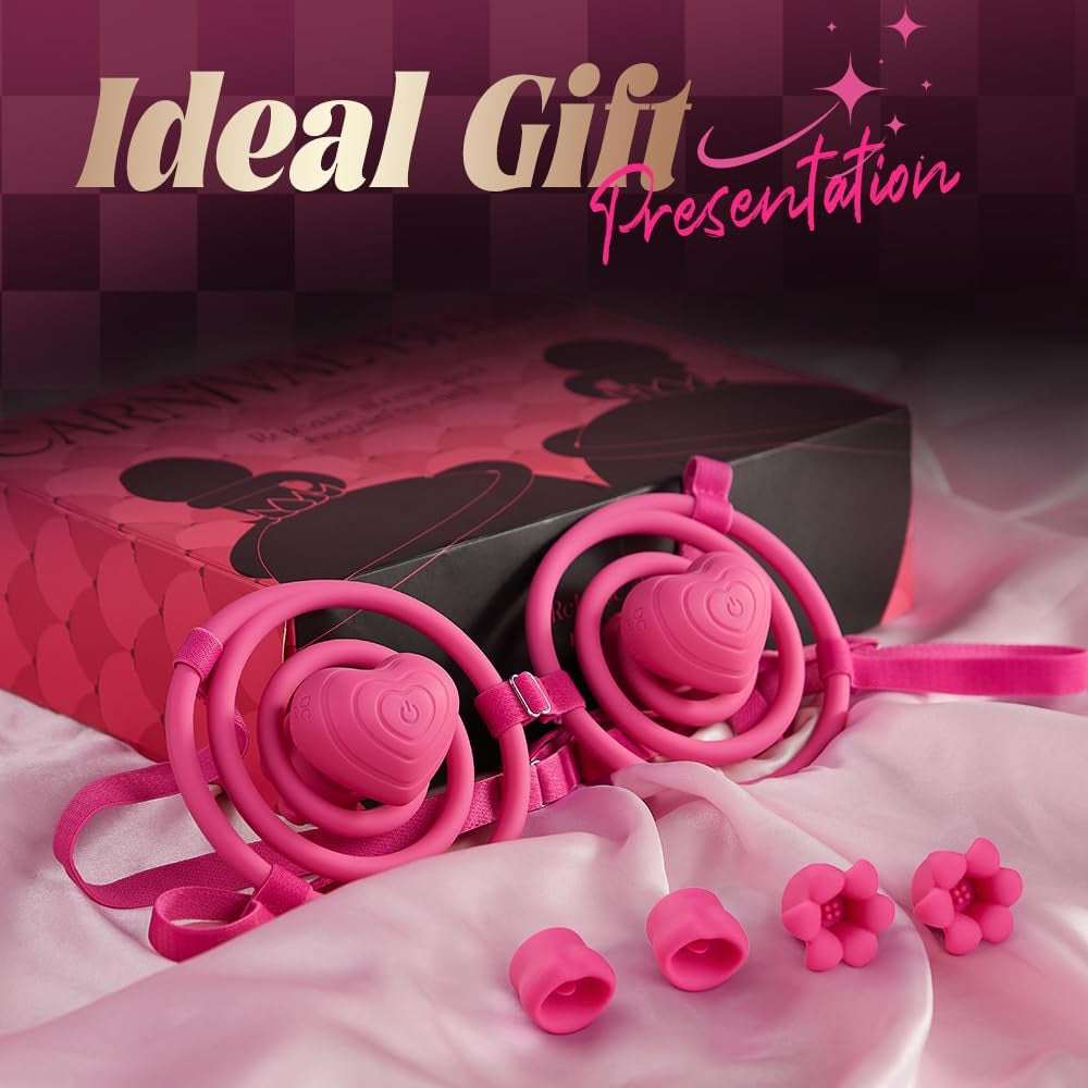 Sex Toys Nipple Vibrator for Women 6IN1 Wearable Nipple Stimulator Toy with 10 Vibration & App Control Vibrating Nipple Clamps Sex Toy for Boob Breast Stimulation Rose Adult Sex Toy for Woman Couples