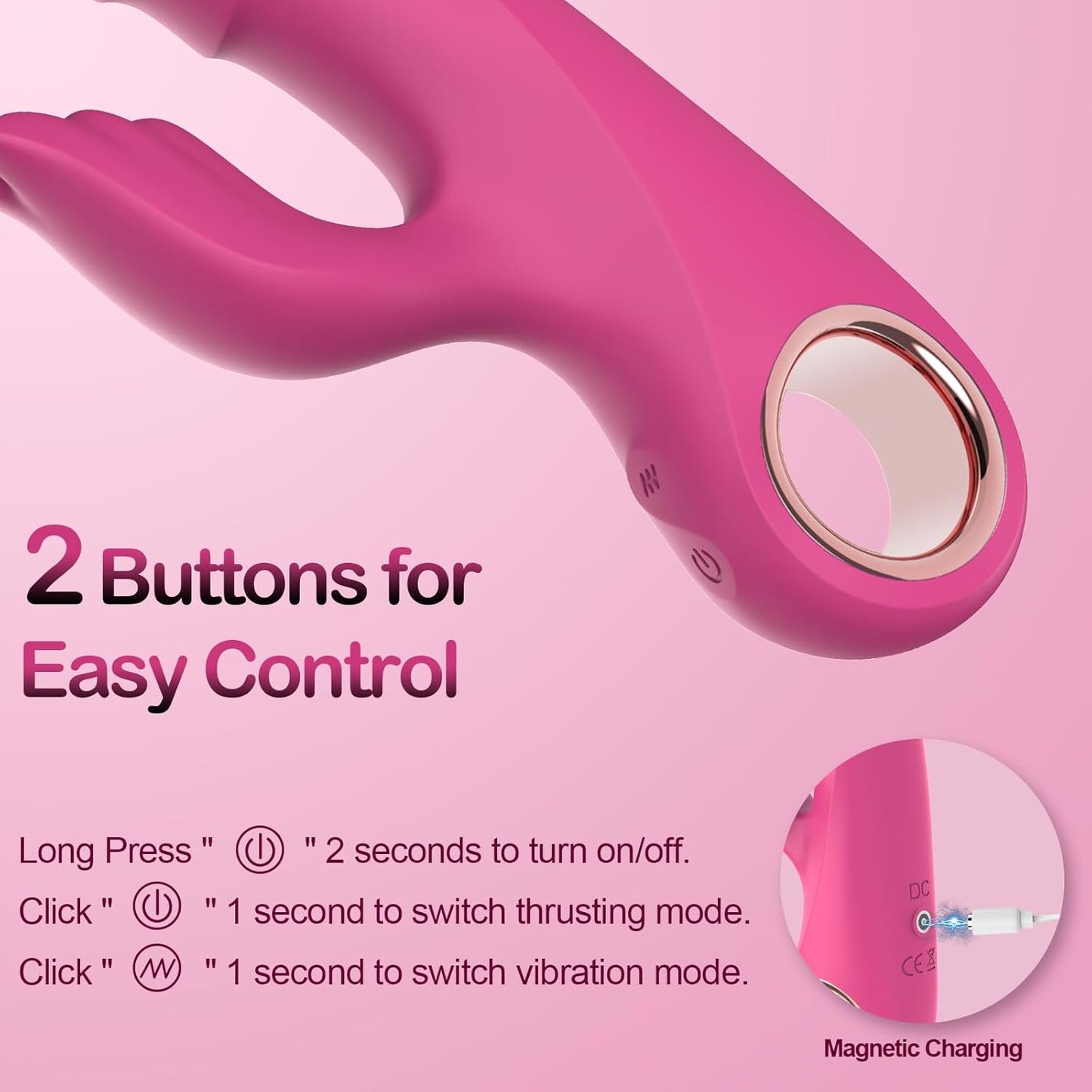 Vibrator Sex Toys Thrusting Dildo, Rabbit Vibrators Adult Toys with 3 Thrusting & 10 Vibrating Modes for G Spot Vagina Anal Sex Stimulation, Silicone Dildos Adult Sex Toy for Women & Couple - SinfulX - 