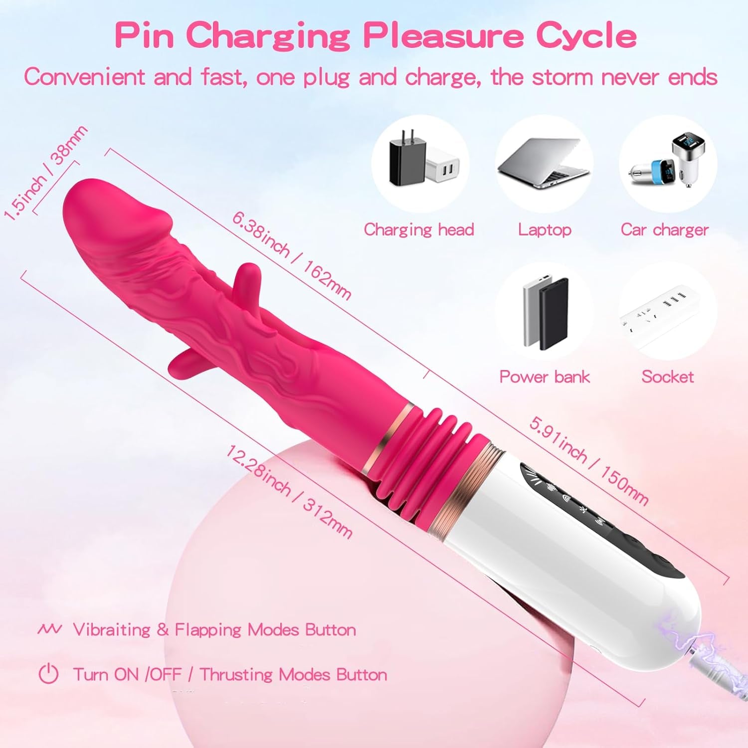 Thrusting Dildo Vibrator with Suction Holder - Sex Machine Adult Sex Toys | Automatic Dildos Vibrator with Tongue Flapping & Thrusting & Vibrating, Anal/G Spot Thrusting Machine for Women Men Couple - SinfulX - 
