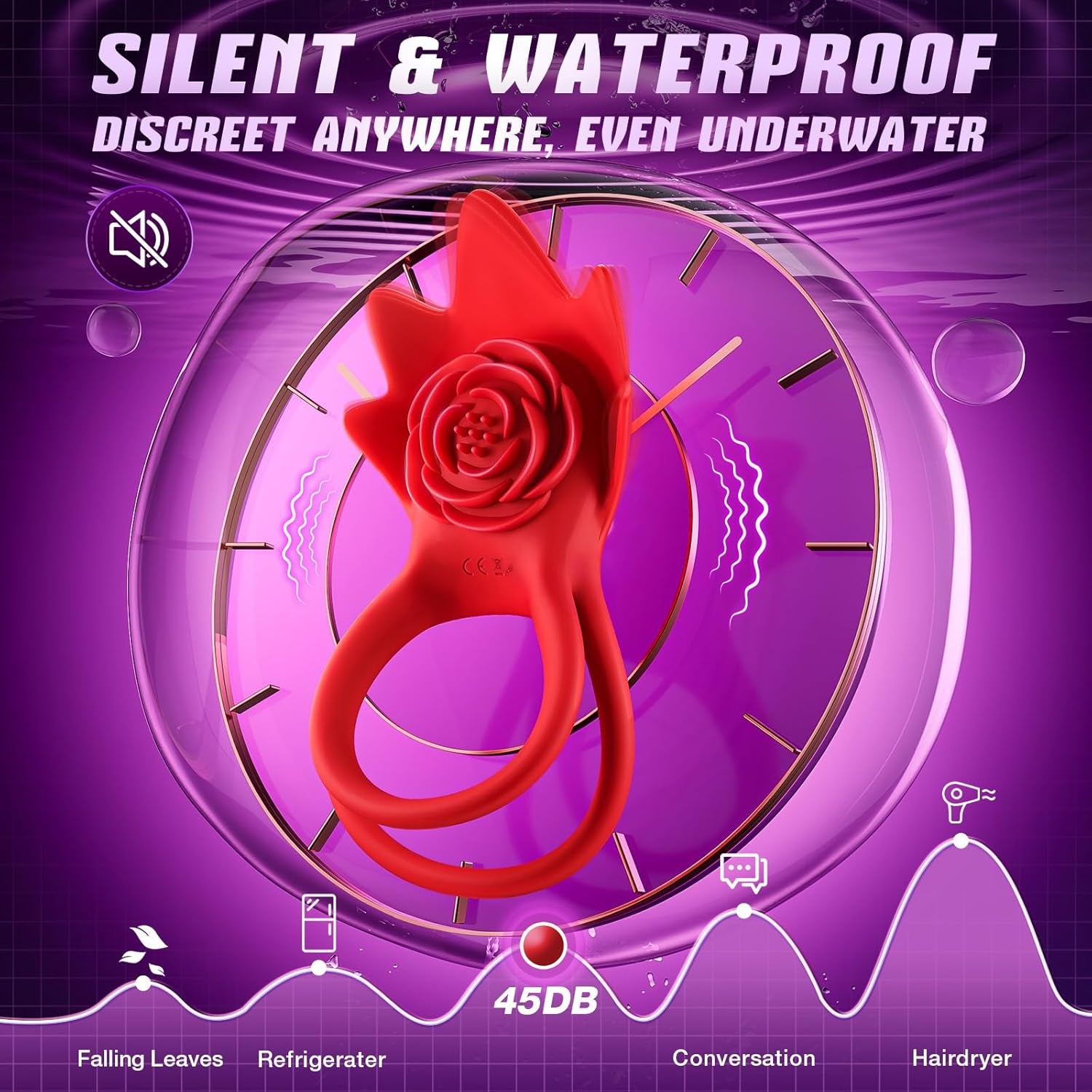 PetalSync Rose AI Cock Ring Clit Stimulator App Control 9 Modes - SinfulX - Personal Care > Sexual Wellness > Couples Cock Ring