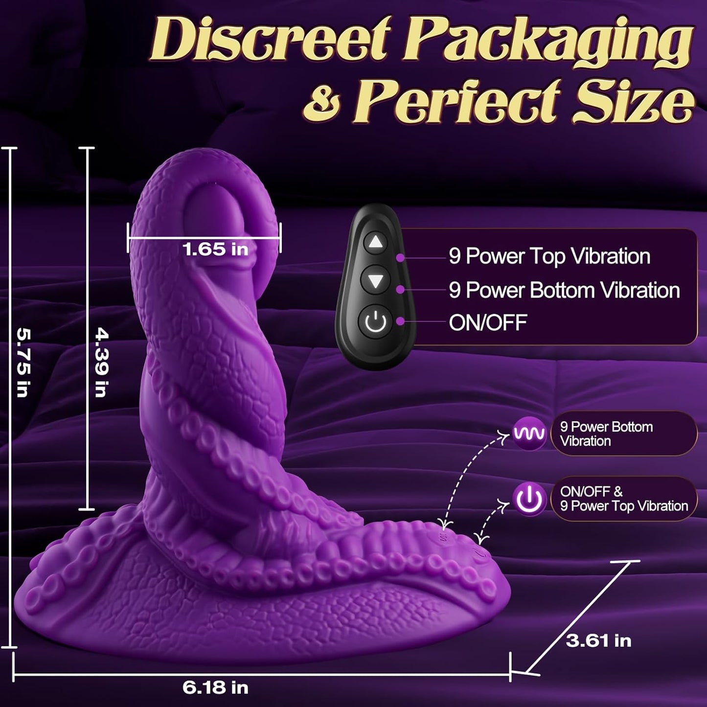 TentaclePulse Tentacle Ride - On Dildo 9x9 Vibration Remote - SinfulX - 