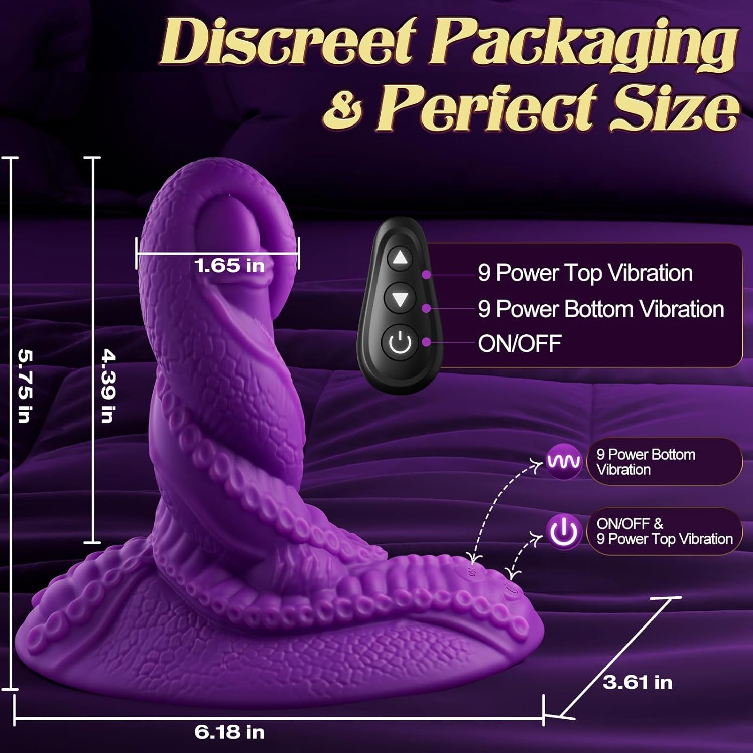 TentaclePulse Tentacle Ride - On Dildo 9x9 Vibration Remote - SinfulX - 