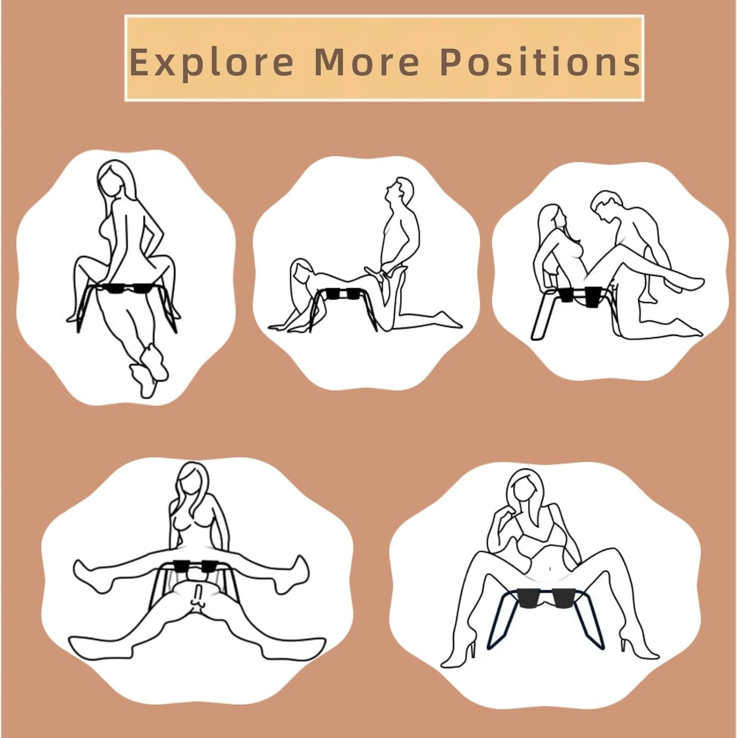 Sex Chair Multifunction Sex Position Enhancer Chair，Easy to Assemble，350 Lbs Weight Capacity, Portable & Adjustable Novelty Toy for Couples for Multiple Positions - SinfulX - 