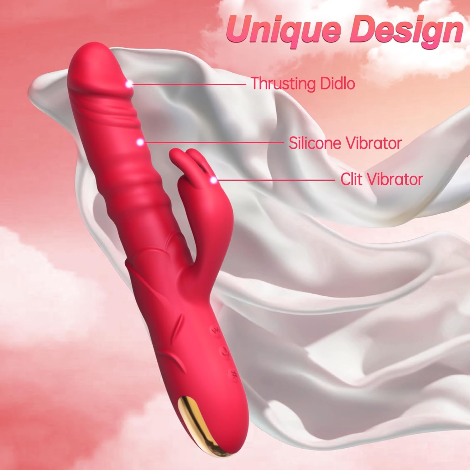 RoseThrust Thrusting Rabbit Vibrator 3 Thrust 10 Modes Silicone - SinfulX - 