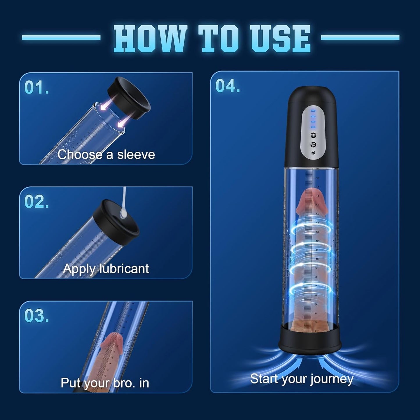 Electric Penis Pump Sex Toys - Automatic Penis Vacuum Enlargement Pump with 4 Suction Intensities, Digital Display & Powerful Suction, Rechargeable Adult Toys Training for Men Stronger Bigger Erection - SinfulX - 