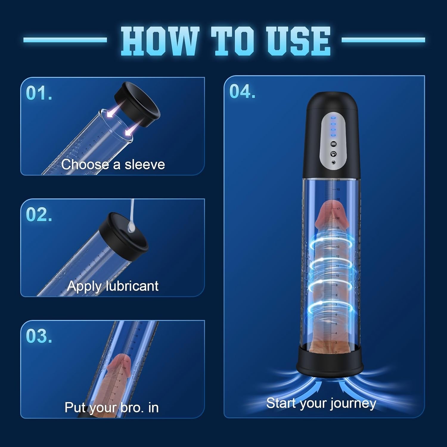 Electric Penis Pump Sex Toys - Automatic Penis Vacuum Enlargement Pump with 4 Suction Intensities, Digital Display & Powerful Suction, Rechargeable Adult Toys Training for Men Stronger Bigger Erection - SinfulX - 