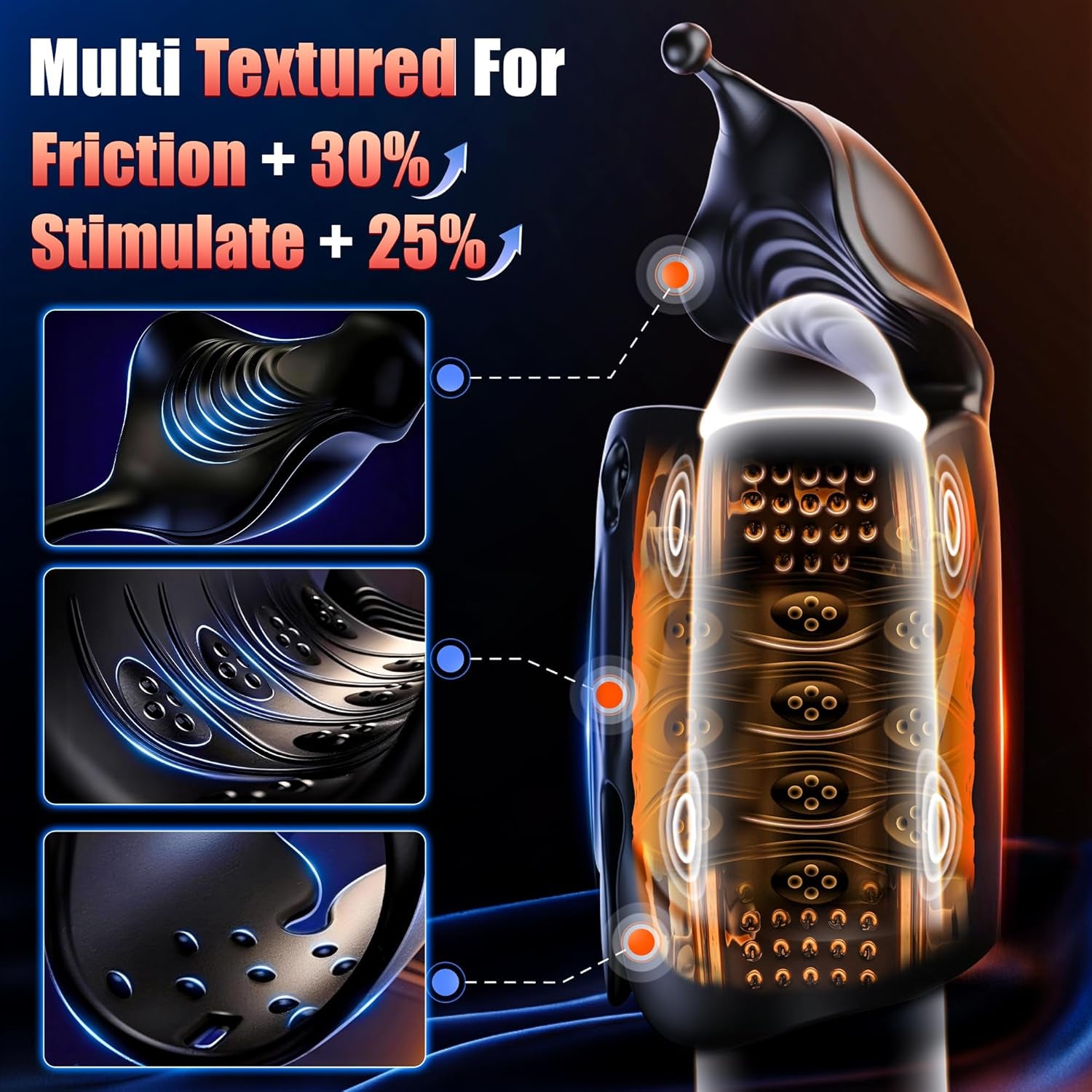 Male Masturbator Sex Toys for Men - Open - Ended Design Penis Vibrator Male Sex Toy with 10*10 Vibrating & 2 Motors & AI Sync APP & Squeezable Sleeve Stroker Machine, Adult Sex Toys for Gay Men - SinfulX - 