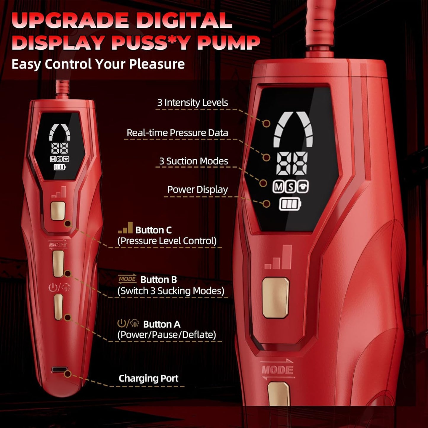 NoctyraX Electric Pussy Pump Digital 5 Cups - SinfulX - Personal Care > Sexual Wellness > Pussy Pump