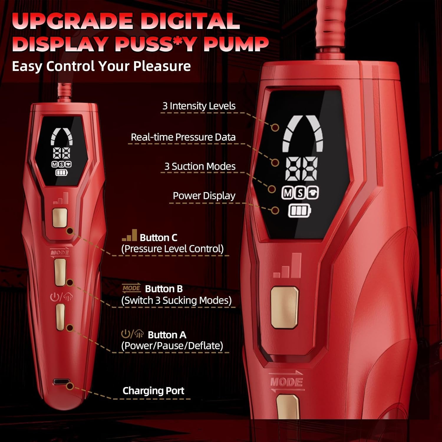 NoctyraX Electric Pussy Pump Digital 5 Cups - SinfulX - Personal Care > Sexual Wellness > Pussy Pump