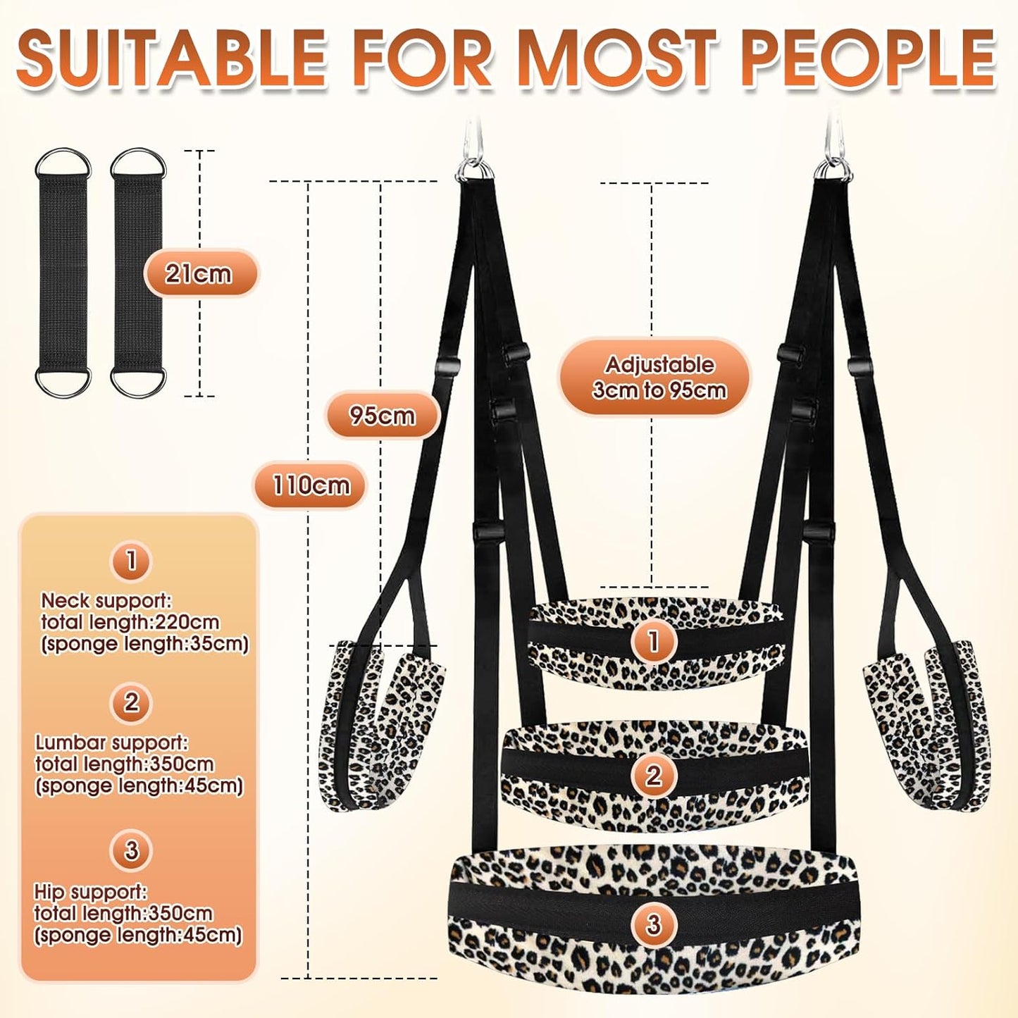 WildLuxe Leopard Print Door Sex Swing 400lb - SinfulX - 