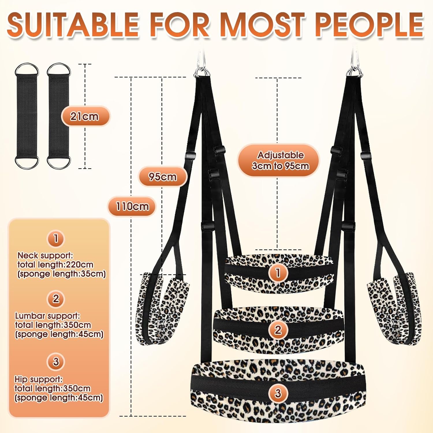 WildLuxe Leopard Print Door Sex Swing 400lb - SinfulX - 
