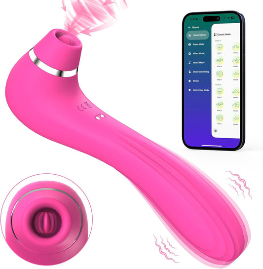 Clitoral Licking Sucking Vibrator Sex Toys,【App Control】 Tongue Sex Toy with 9 Vibrations 9 Tongue Licking with Sucking Modes, Clitoral G Spot Anal Adult Toy Nipple Clit Stimulator Sex Toys - SinfulX - 