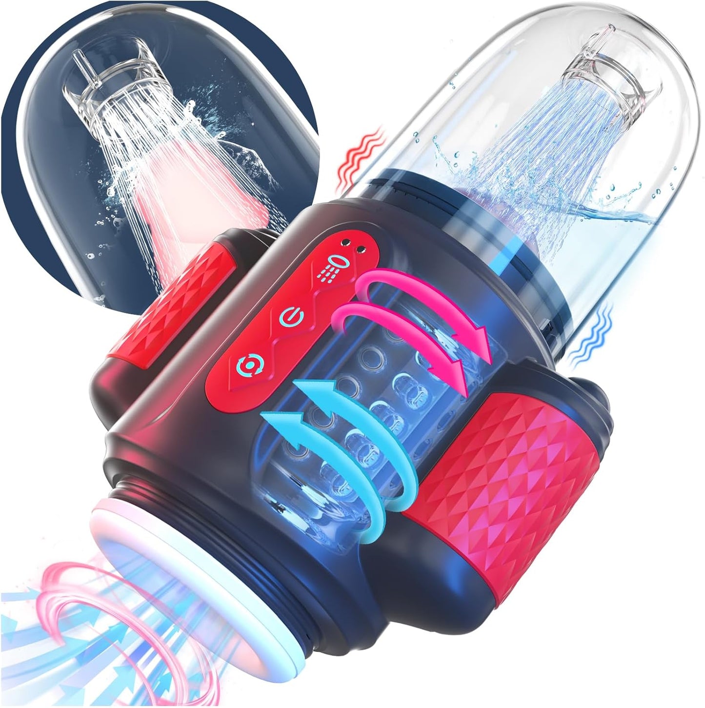 HydroPulse 7 - in - 1 Water Spray Rotating Suction Male Masturbator - SinfulX - Personal Care > Sexual Wellness > Male Suction Vibrator