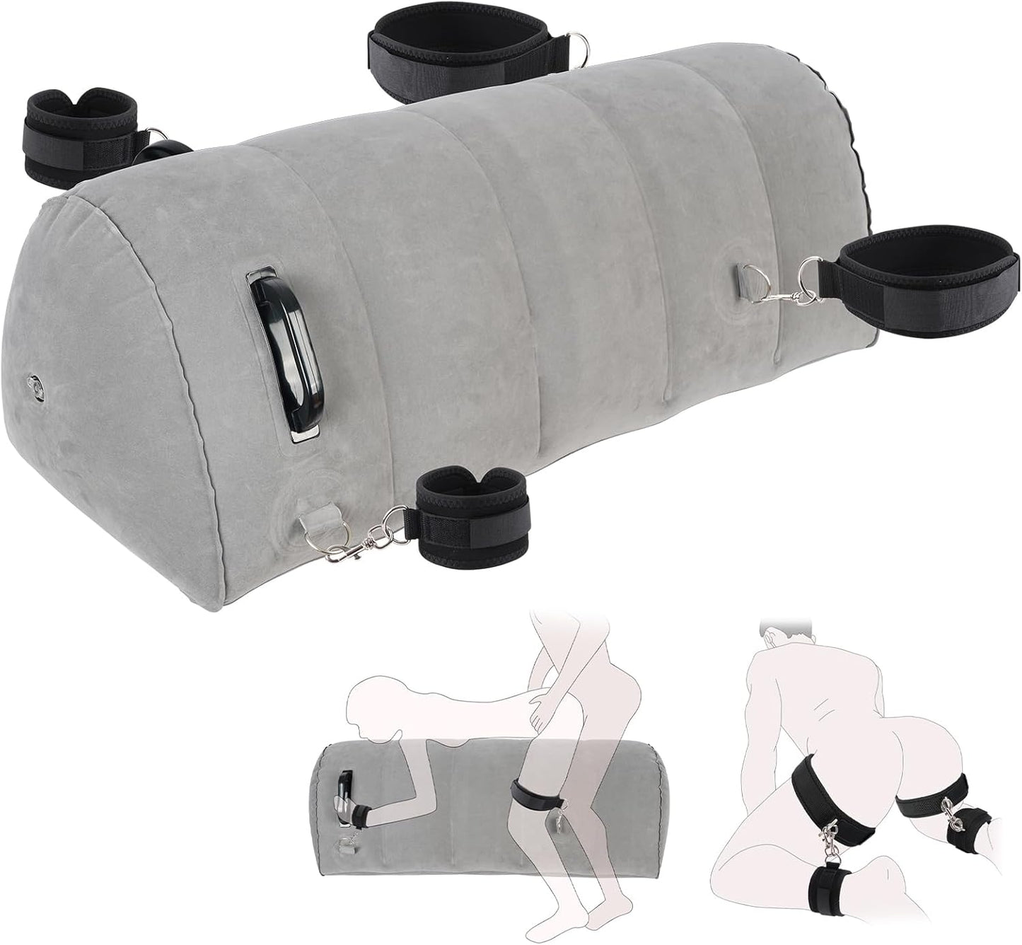 GripBond Inflatable BDSM Long Pillow with 4 Cuffs - SinfulX - Personal Care > Sexual Wellness > Sex Pillow