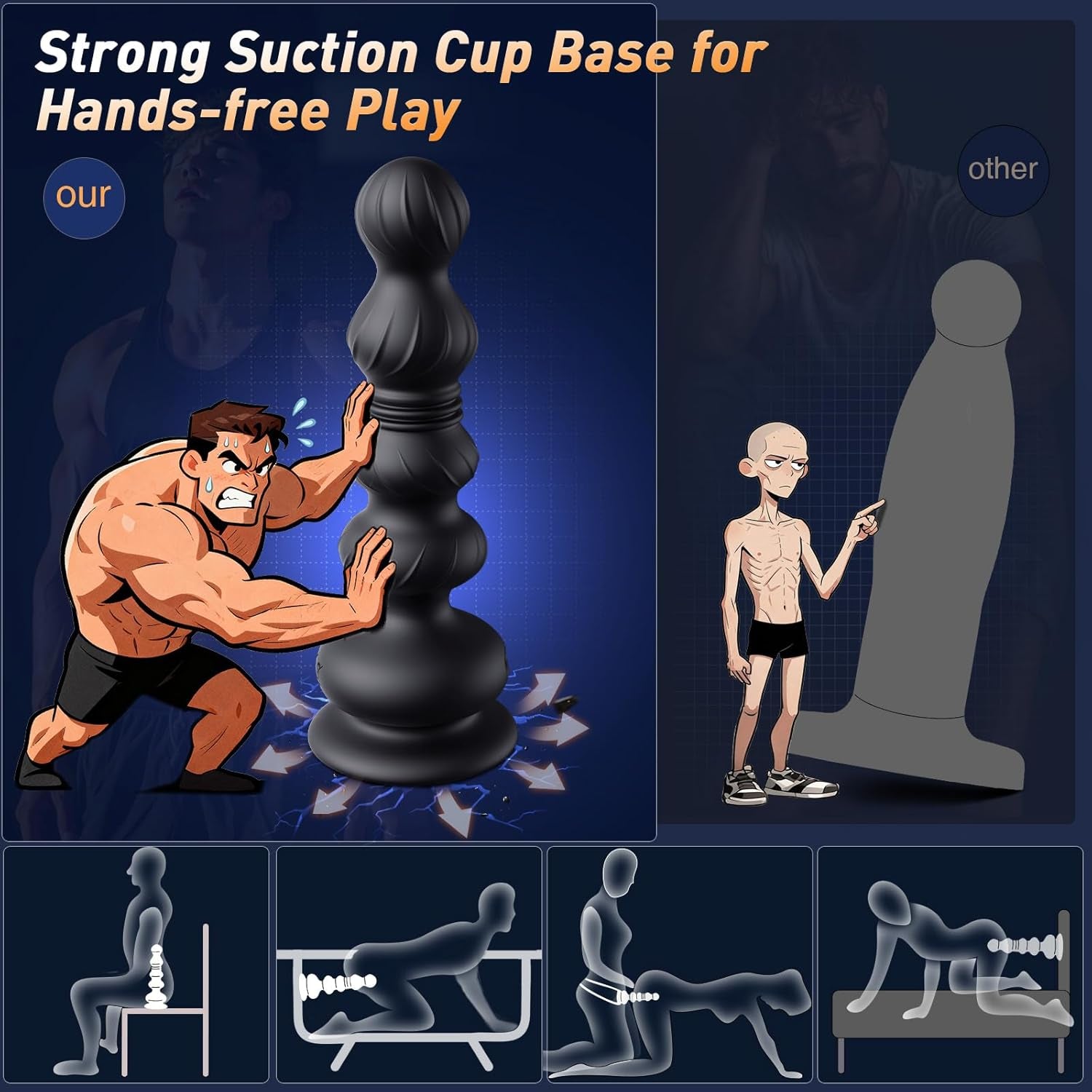 Thrusting Anal Beads Prostate Massager, Anal Vibrator Anal Toys Butt Plug 10 Vibrating Thrusting Anal Plug Male Sex Toys for Men Women Adult Toys Gradual Bead Anal Trainer App Furniture Bedding - SinfulX - 