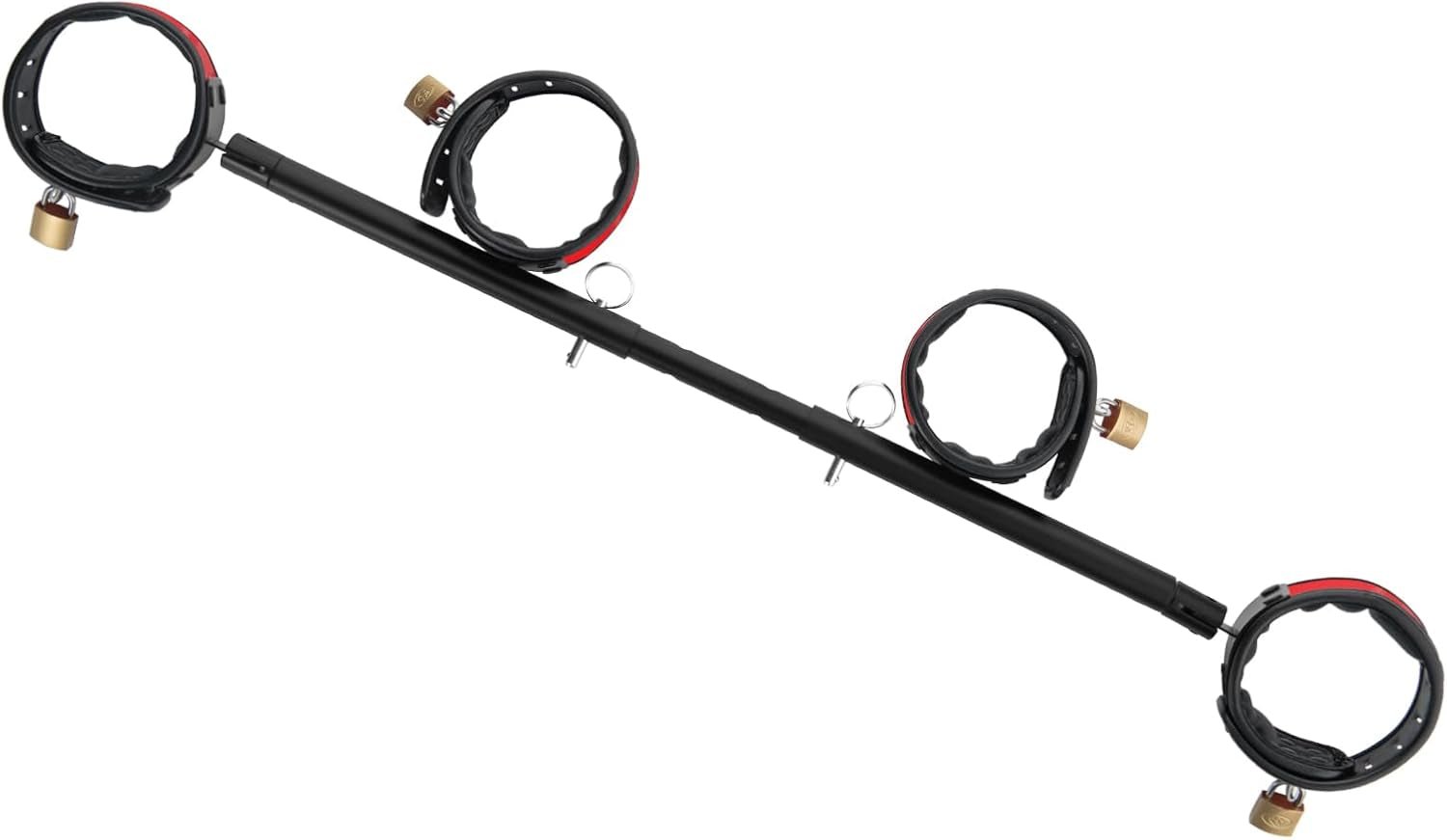 Spreader Bar Heavy Duty Swiveling Stainless Steel Bar Home Gym Equipment with 4 Furry PU Adjustable Cushioned Straps for Fitness Training, Pilates and Yoga Accessories Kit. - SinfulX - 