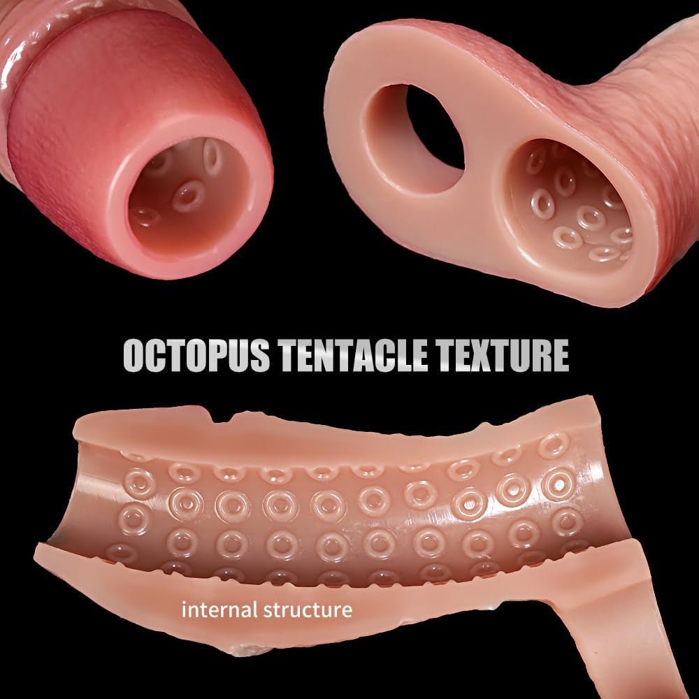 6.7'' Girth Thick Realistic Penis Sleeve Cock Sleeve,Cock Ring Penis Extender Ultra - Soft Silicone Cock Sleeve Penis Ring Adult Sex Toys for Men Couples - SinfulX - 