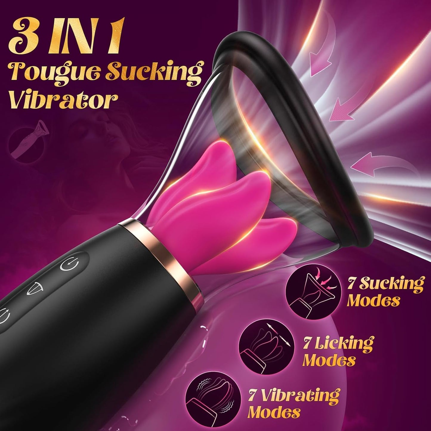 Sucking Vibrator Sex Toys for Women - Tongue Vibrators Women Sex Toy for Clitoral Nipple with 7 Licking & Scuking Clitoral & 10 Vibration Mode, Removable Cup G Spot Adult Sex for Woman Couples - SinfulX - 