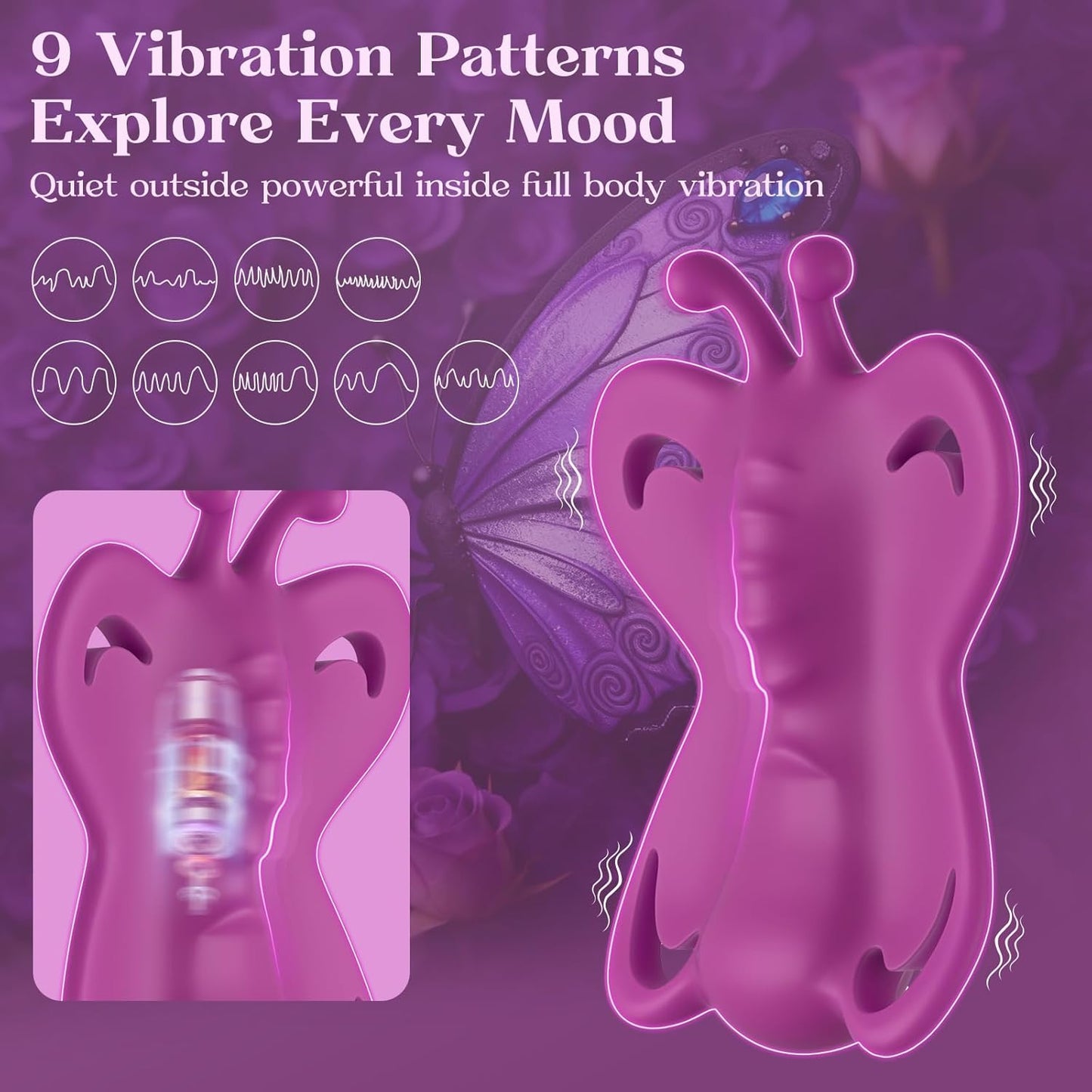 Couples Sex Toys Wearable Vibrator - 9 Modes Vibrating Panties with Separate Male Cock Ring, Clitoral Stimulator Adult Toys for Women, App Connection Women Sex Toys, Silicone BDSM Female Sex Toy