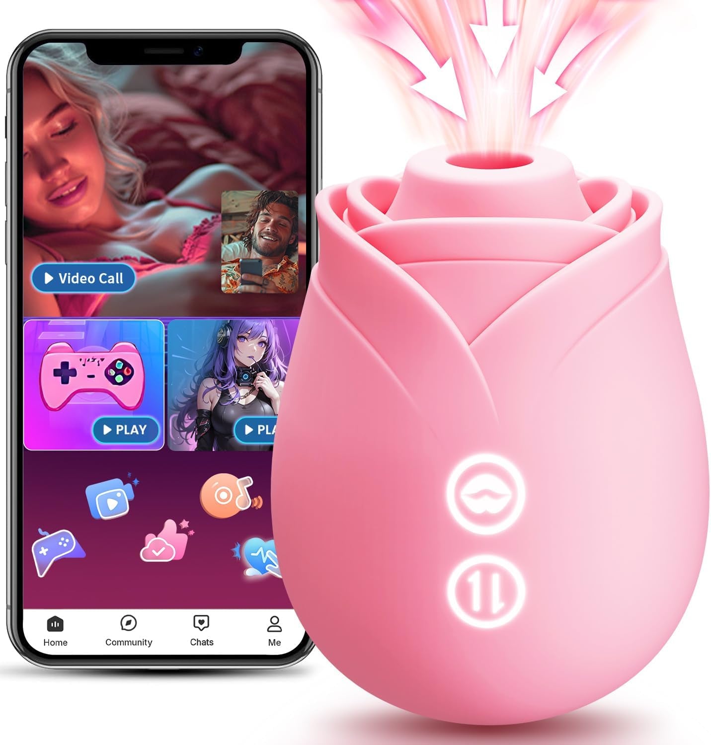 Rose Sex Toy Sucking Vibrator - Adult Toys for Women Sex Toys Rose Adult Toy 10 Suction Vibrators Dildo Jewelry Female Couples Clitoral Nipples Anal Toy - SinfulX - 