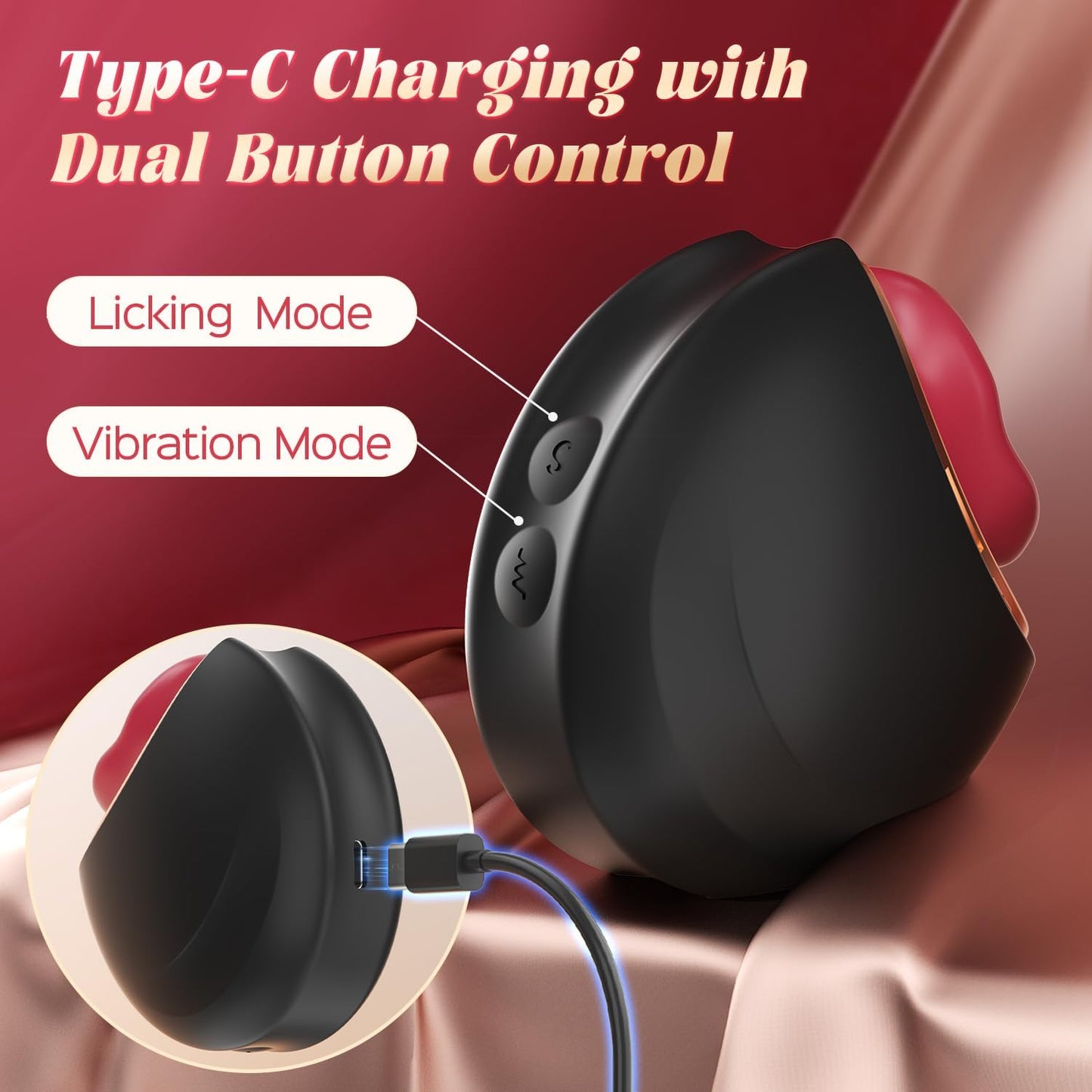 ElyraLuxe Rose Tongue Vibrator 3 - in - 1 10 Modes Clit Toy - SinfulX - Personal Care > Sexual Wellness > Tongue Vibrator
