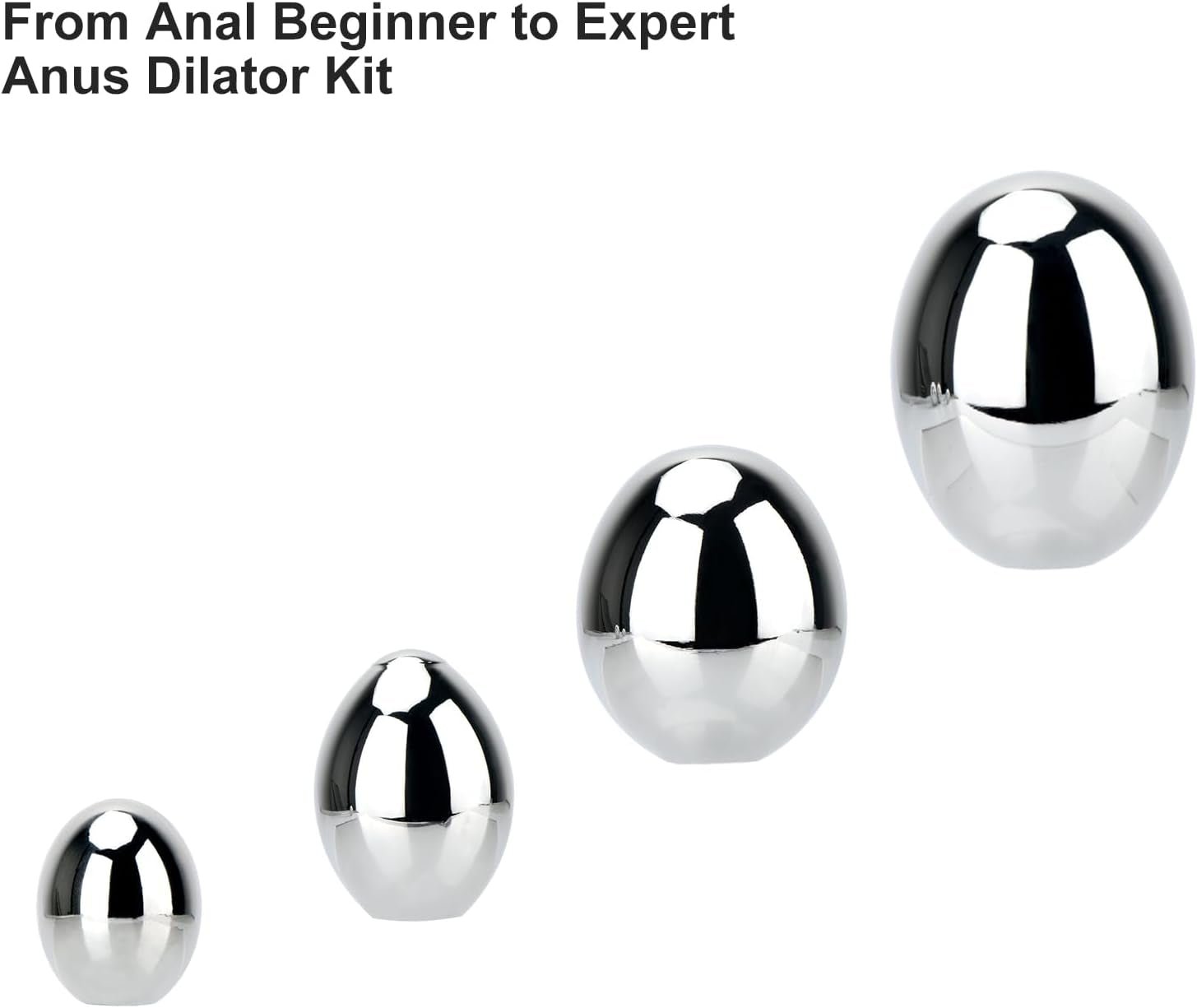 Stainless Steel Anal Hook, Polished Metal Anal Ball Plug with 4 Interchangeable Egg Shape Balls BDSM Anal Sex Toys for Couples - SinfulX - 