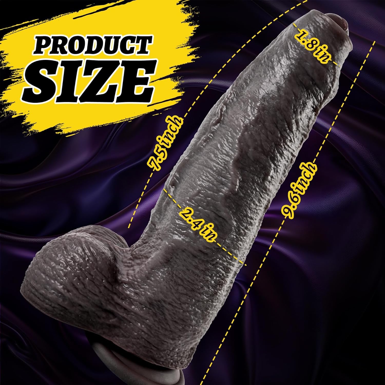 2.4IN Diameter Huge BBC Uncut Dildo, Realistic Big Black Dildo with Movable Foreskin, Real Skin Thick Fake Penis G - Spot Stimulation Adult Sex Toys for Men/Women for Anal Play with Strong Suction Cup - SinfulX - 