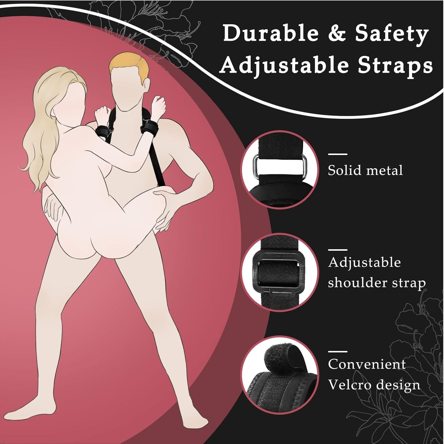 Sex Bondage Restraints BDSM Ankle Restraints Lock Adjustable Neck to Thigh/Ankle Cuffs Sex Straps Bed Restraints Sex Sling Sex Toys Couples Game Play