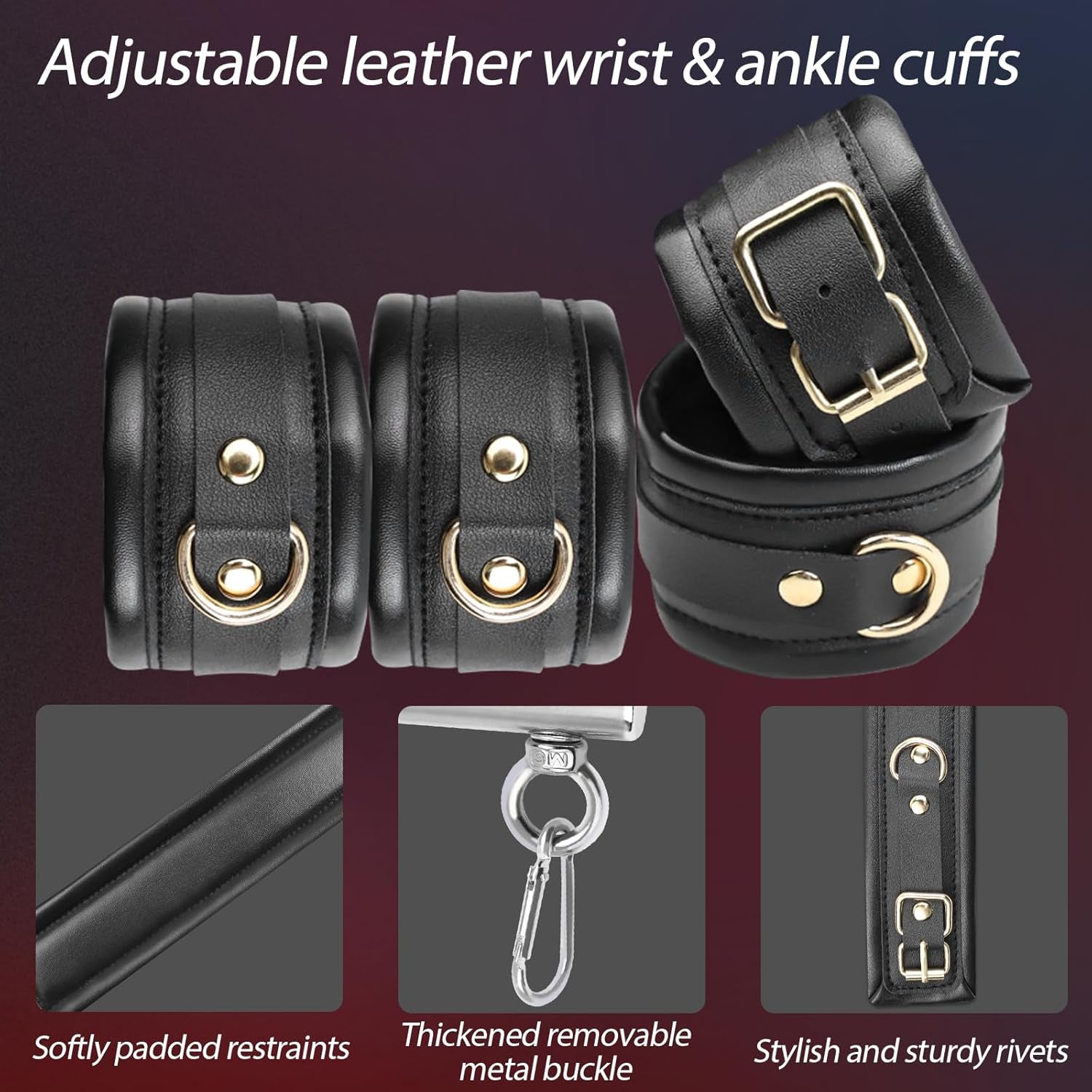 BDSM Bondage Restraints with Handcuffs Ankle Cuffs for Couples Spreader Bar Sex Toys Bondage Gear & Accessories Adjustable Bondage Kit Adult Sex Toys & Games - SinfulX - 