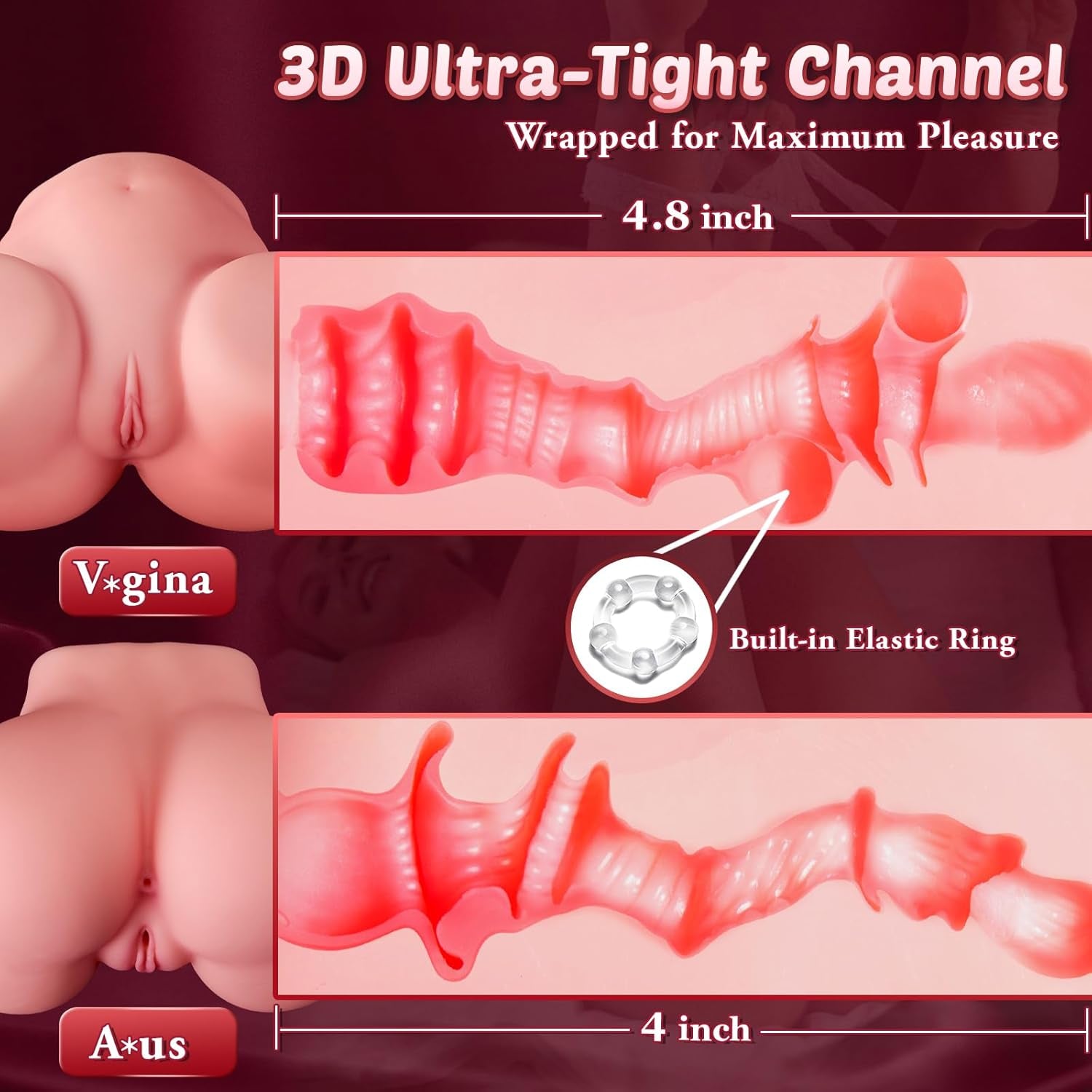 Realistic Sex Doll Adult Toy for Men, Lifelike Male Masturbator Built - In Penis Ring with 3D Textured Vagina Anal Dual - Channel, Ass Soft Butt Pocket Pussy Men'S Sex Toys for Sexual Pleasure - SinfulX - 