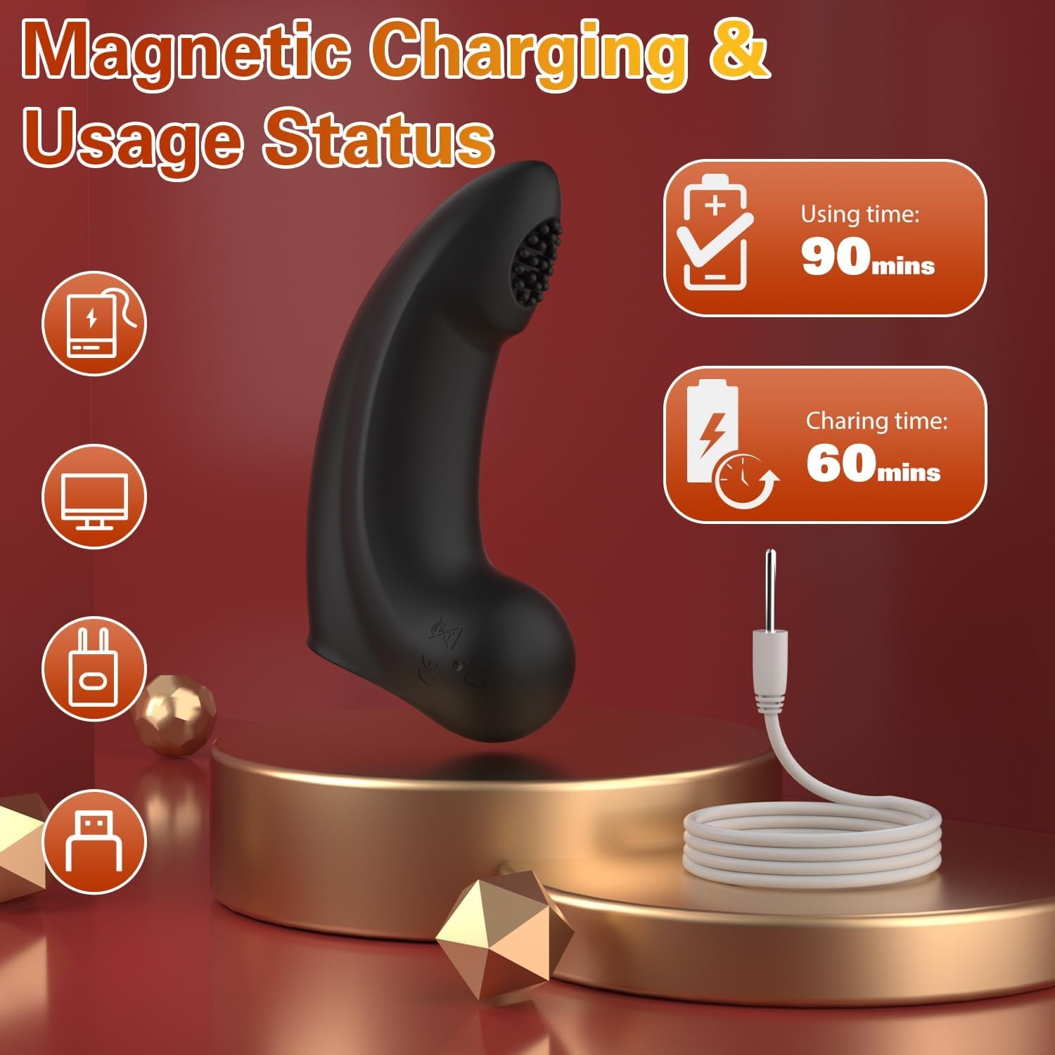 NoirTouch Finger Vibrator 10 Modes Waterproof Quiet Black - SinfulX - Personal Care > Sexual Wellness > Finger Vibrator